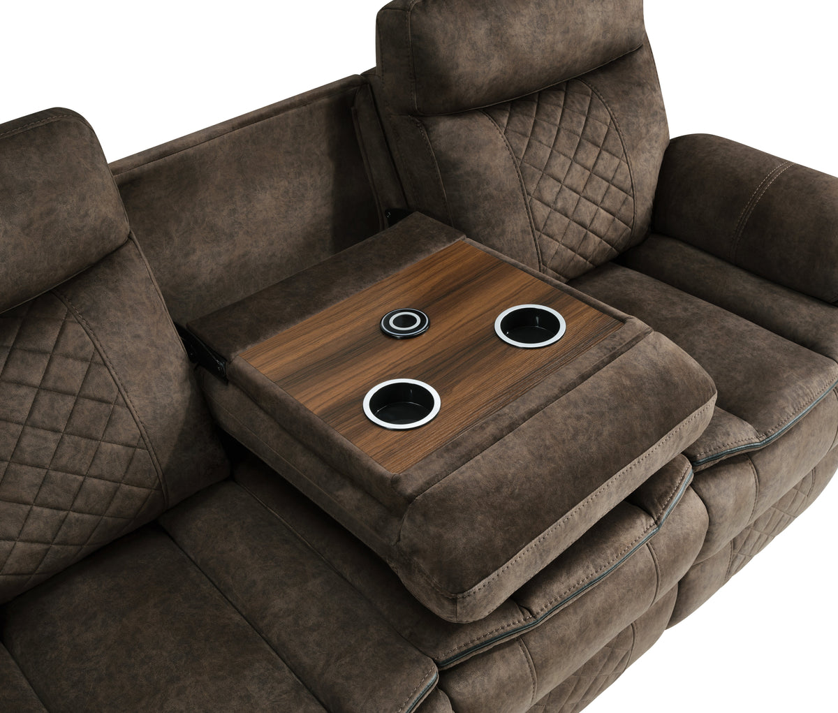 Liz Reclining Sofa & Loveseat Set in Brown