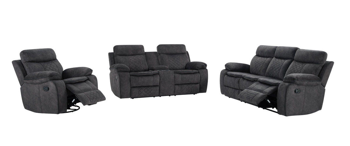 Liz Reclining Sofa & Loveseat Set in Grey