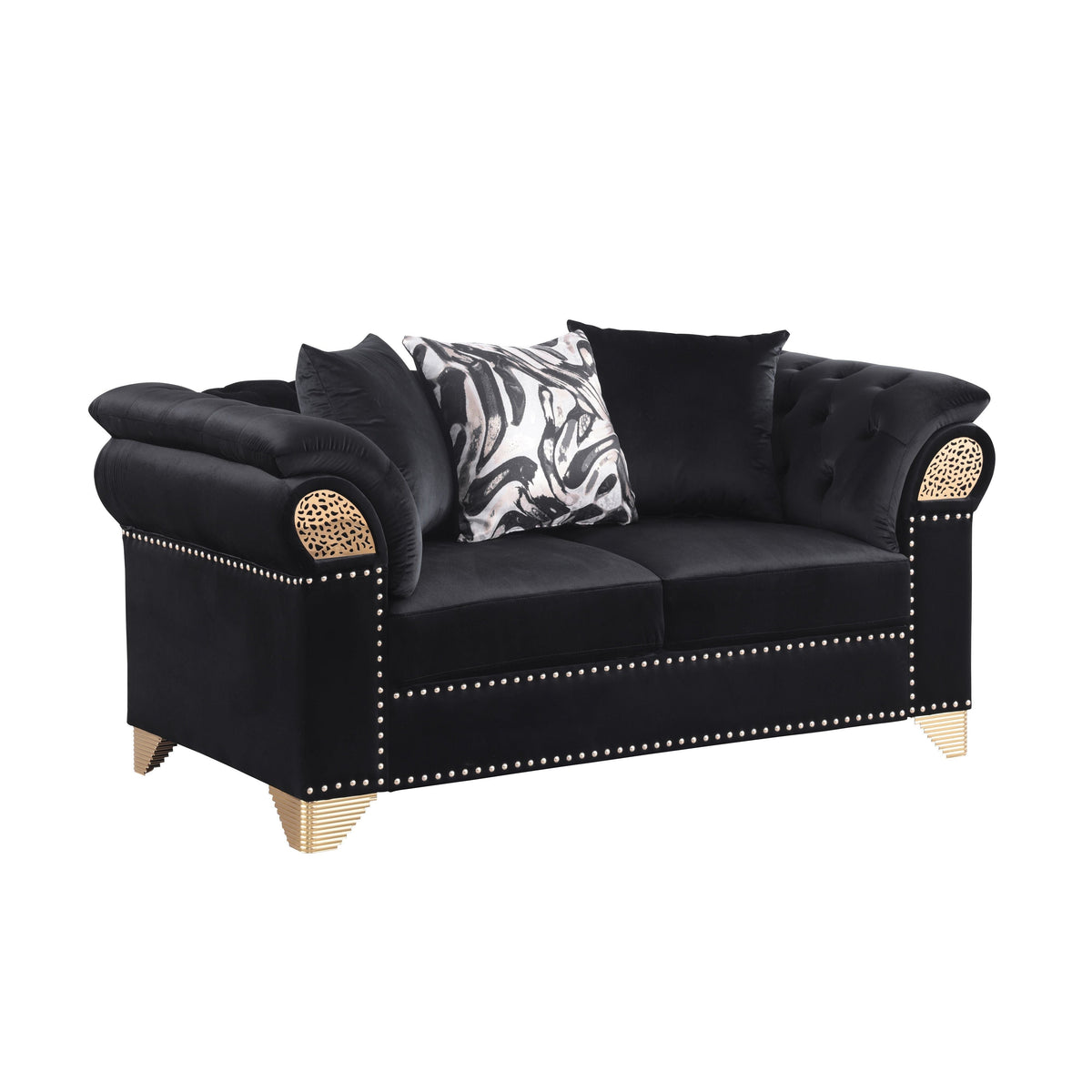 Emma Black Velvet Sofa & Loveseat Set