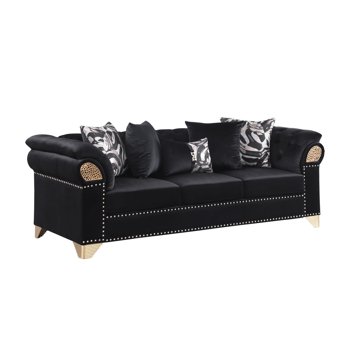 Emma Black Velvet Sofa & Loveseat Set