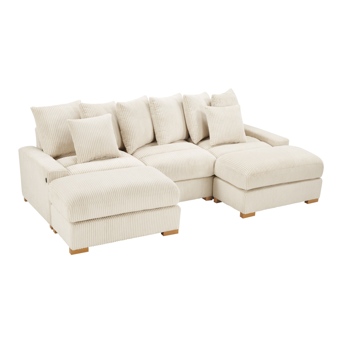 Azura 6-Piece Modular Corduroy Sectional in Cream