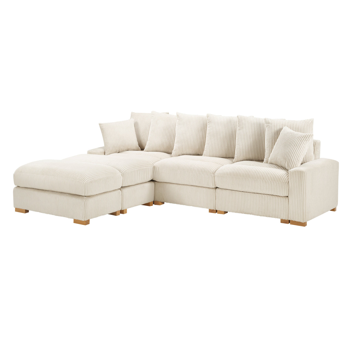 Azura 6-Piece Modular Corduroy Sectional in Cream