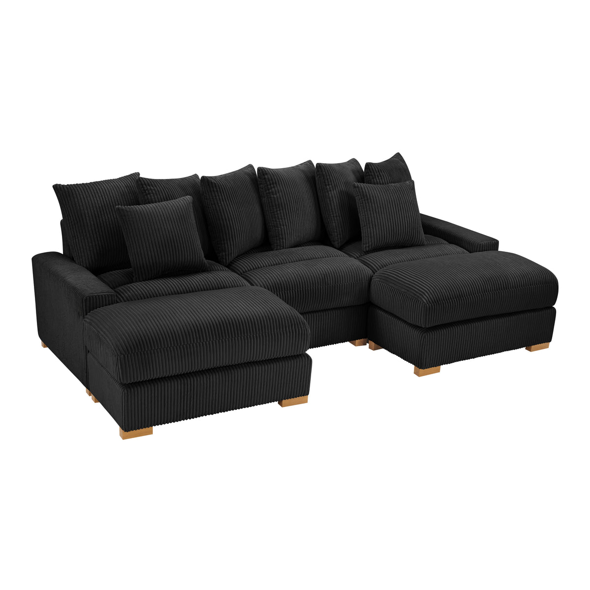 Azura 6-Piece Modular Corduroy Sectional in Black