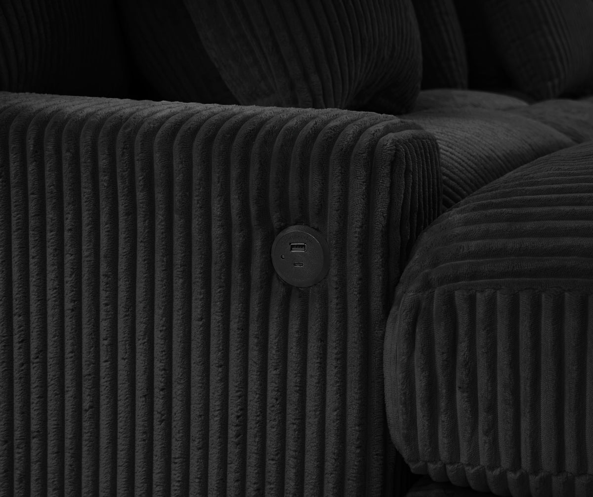 Azura 6-Piece Modular Corduroy Sectional in Black