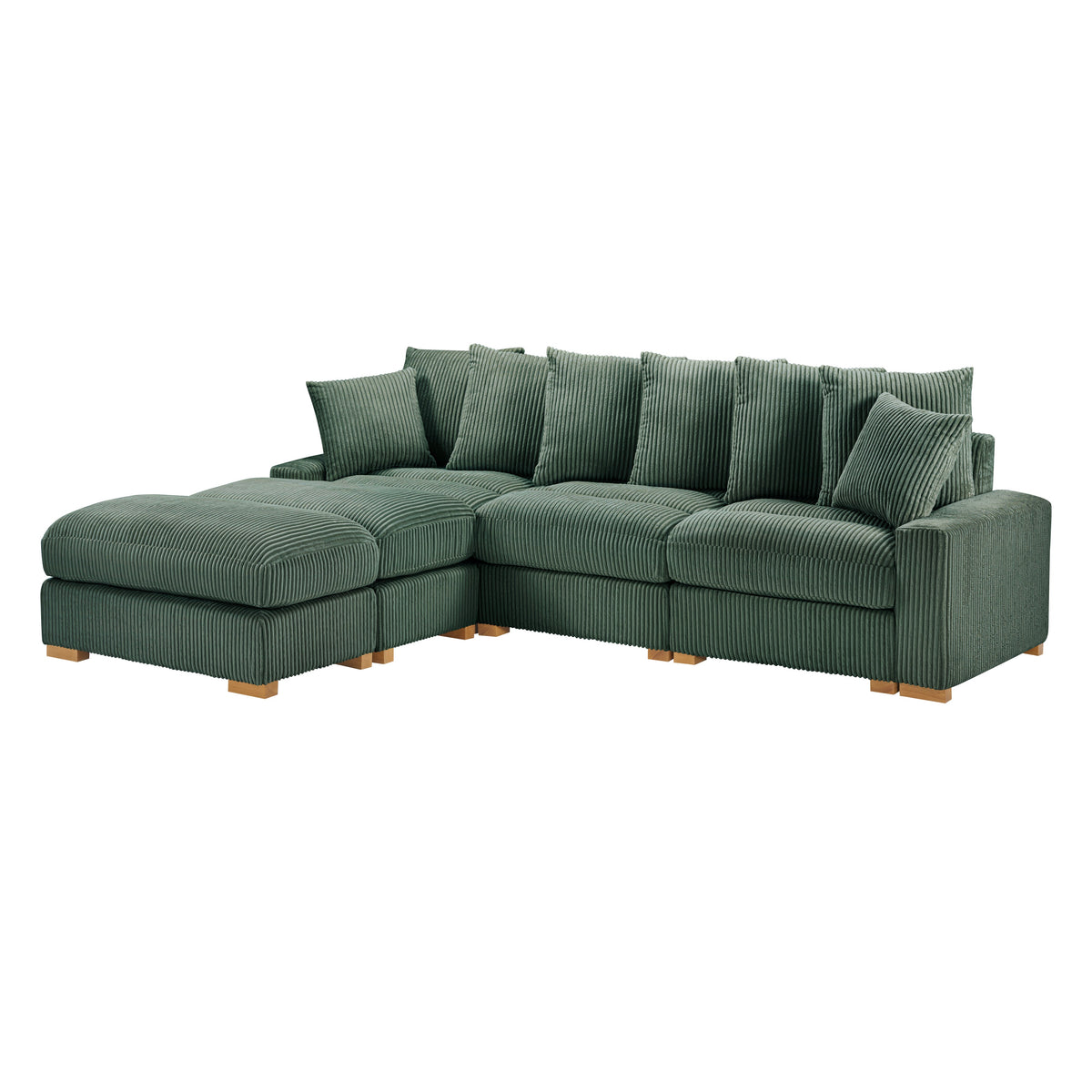 Azura 6-Piece Modular Corduroy Sectional in Olive