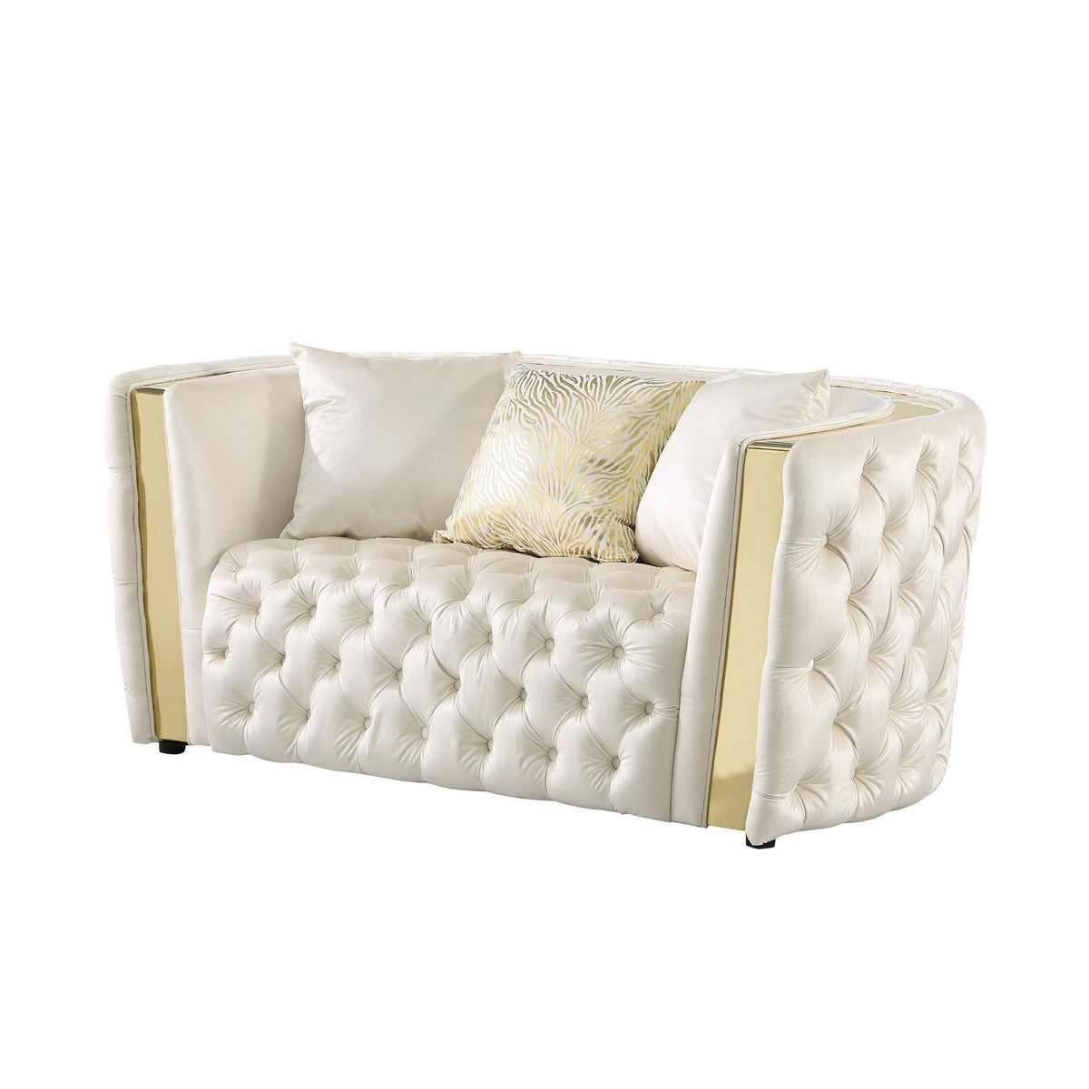 Roka White & Gold Velvet Chair