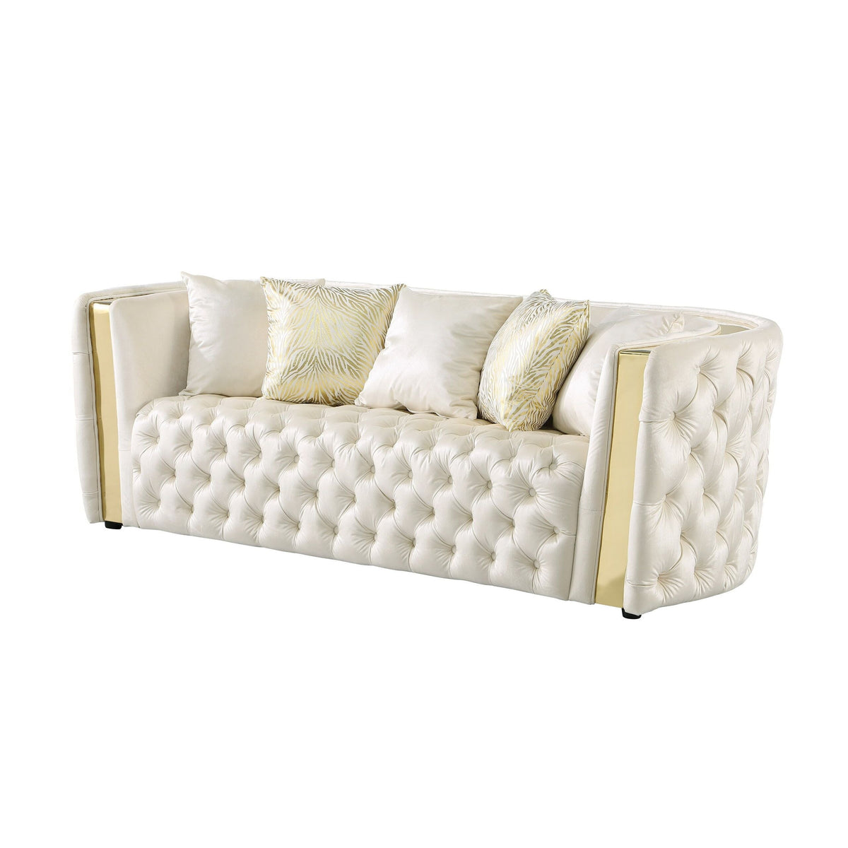 Roka White & Gold Velvet Chair