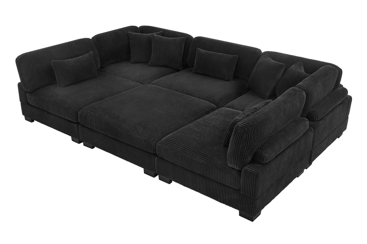 Supreme Black Corduroy Modular Sectional — Oversized Comfort