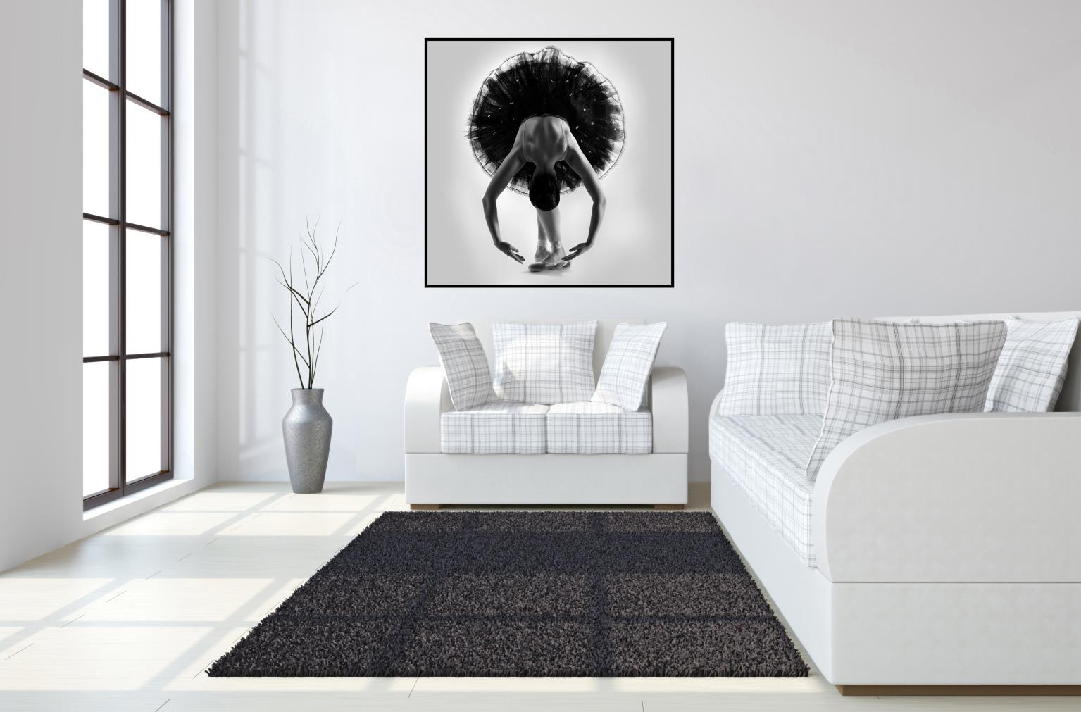 Temp Glass W/Foil - Black & White Ballerina Tempered Glass