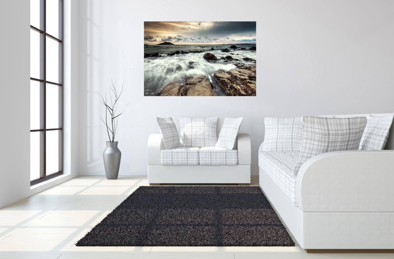 Temp Glass W/Foil - Ocean Against Rocks Tempered Glass