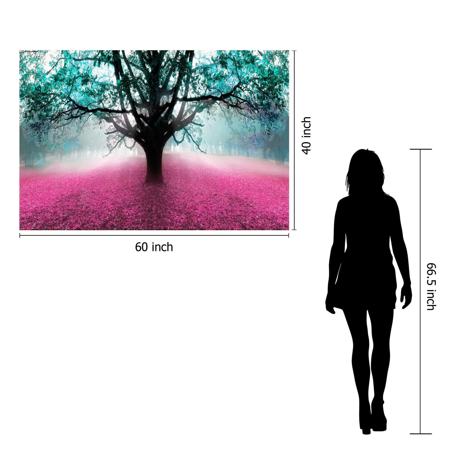 Temp Glass W/Foil - Green Tree W/Pink Leaves Tempered Glass