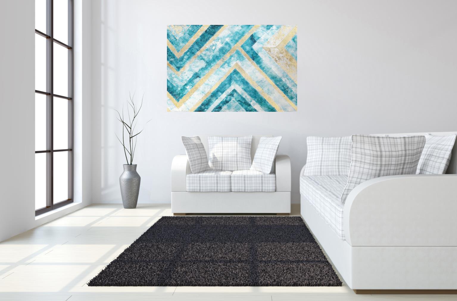 Temp Glass W/Foil - Abstract Chevron Tempered Glass