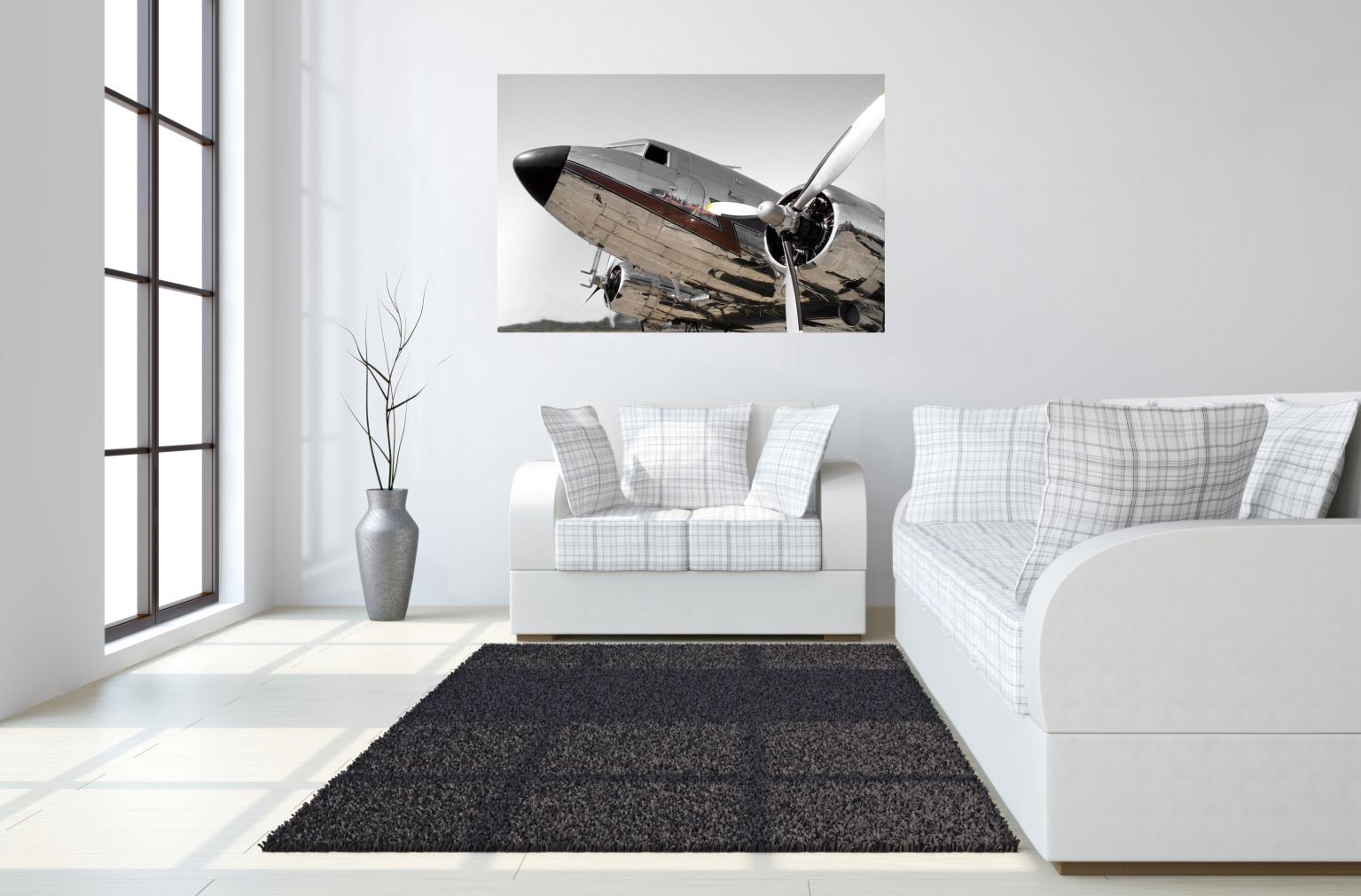 Temp Glass W/Foil - Chrome Airplane Tempered Glass