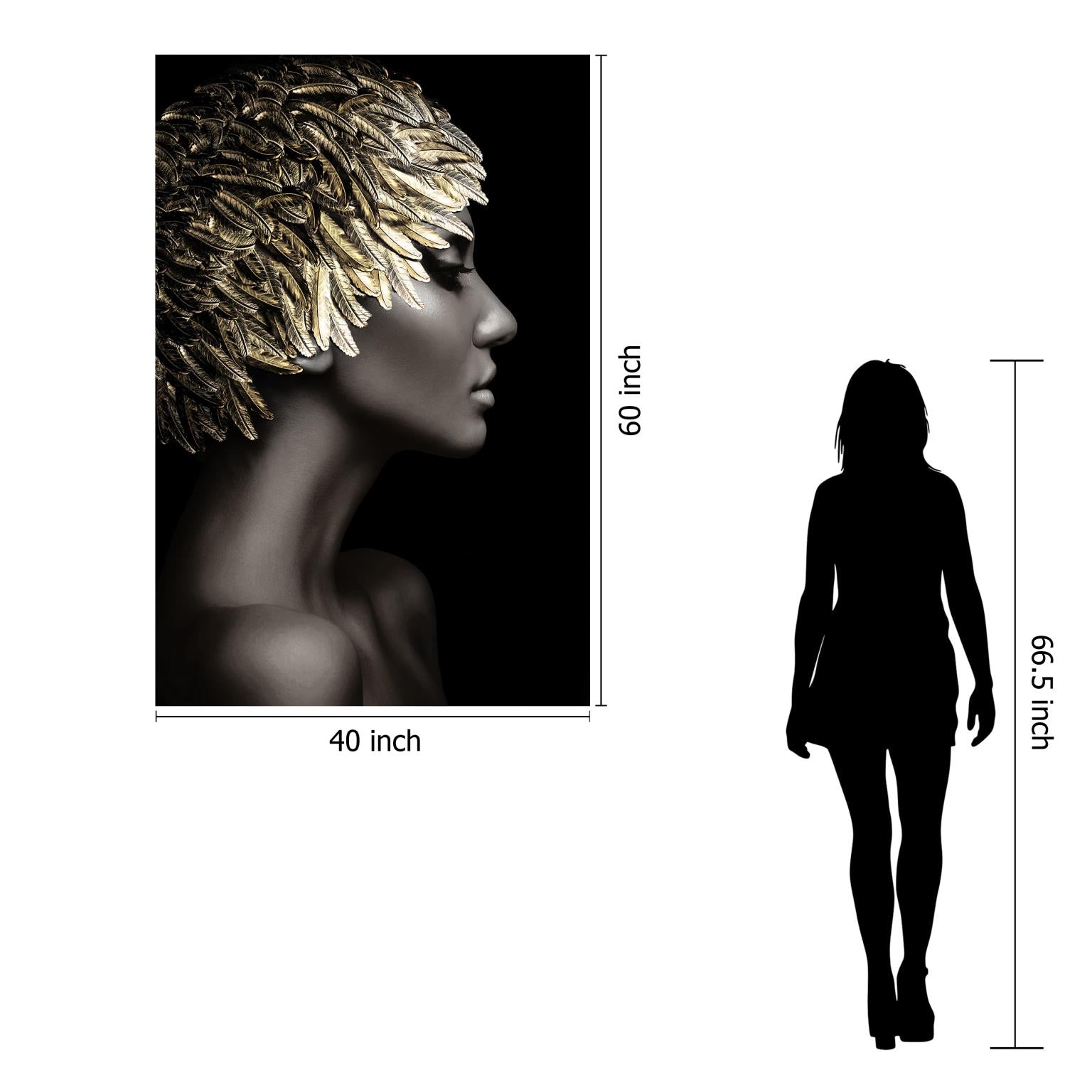 Temp Glass W/Foil - Woman Gold Leaves Tempered Glass