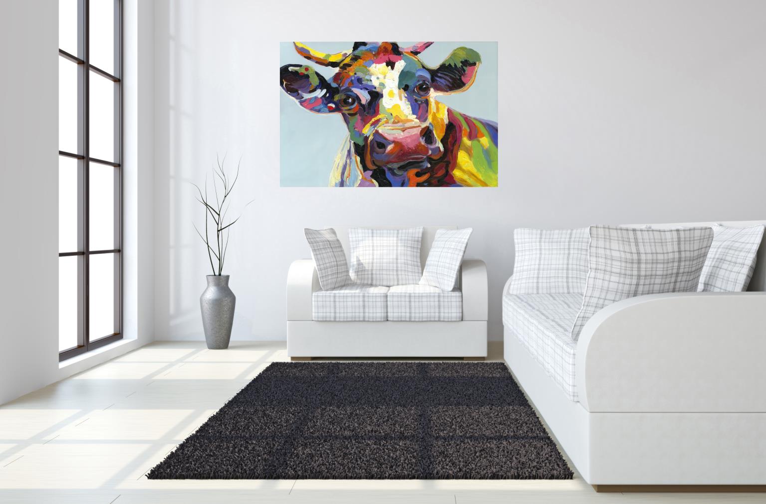 Temp Glass W/Foil - Abstract Cow Tempered Glass