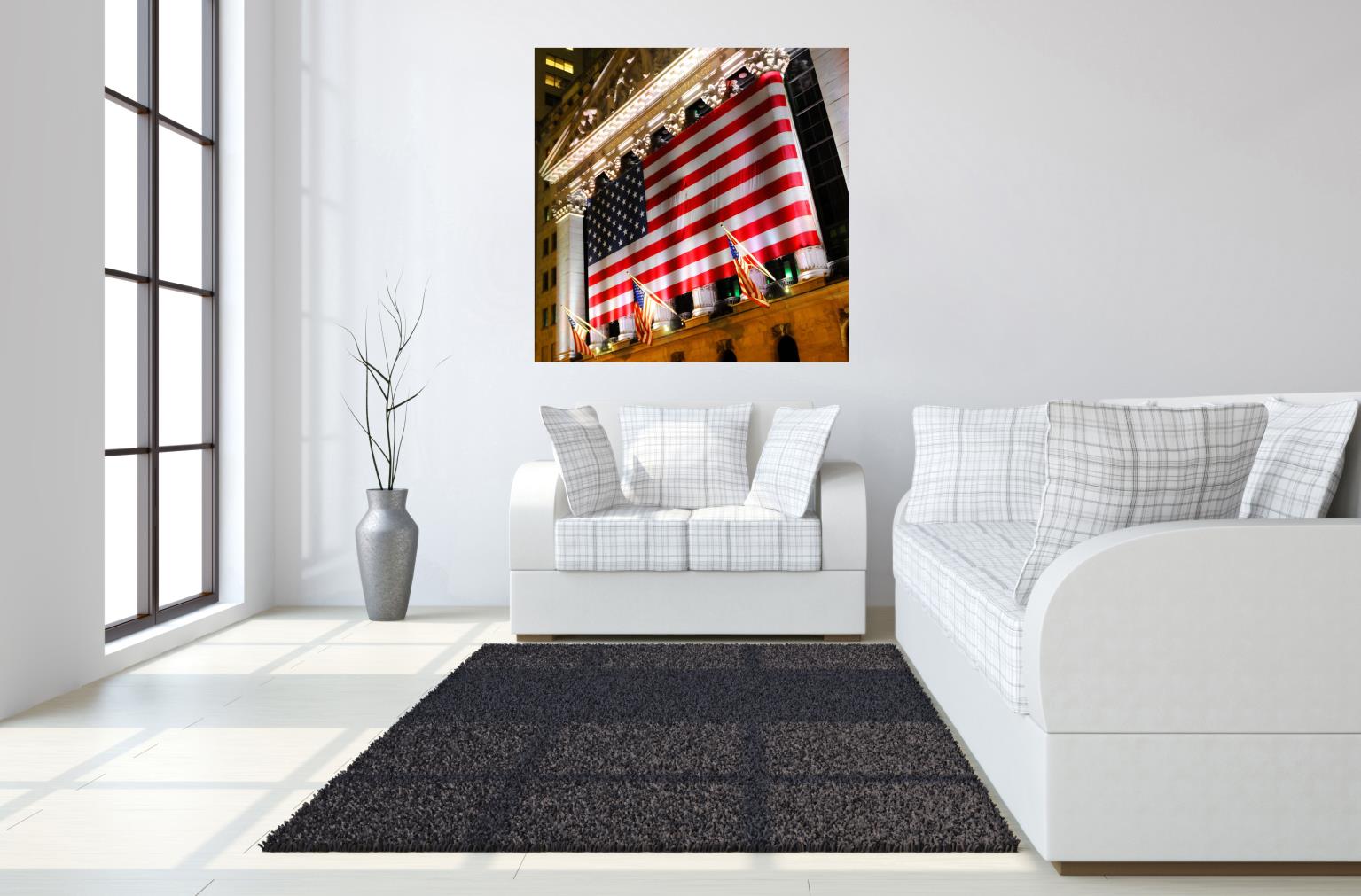 Temp Glass W/Foil - Flag Across Stock Exchange Tempered Glass