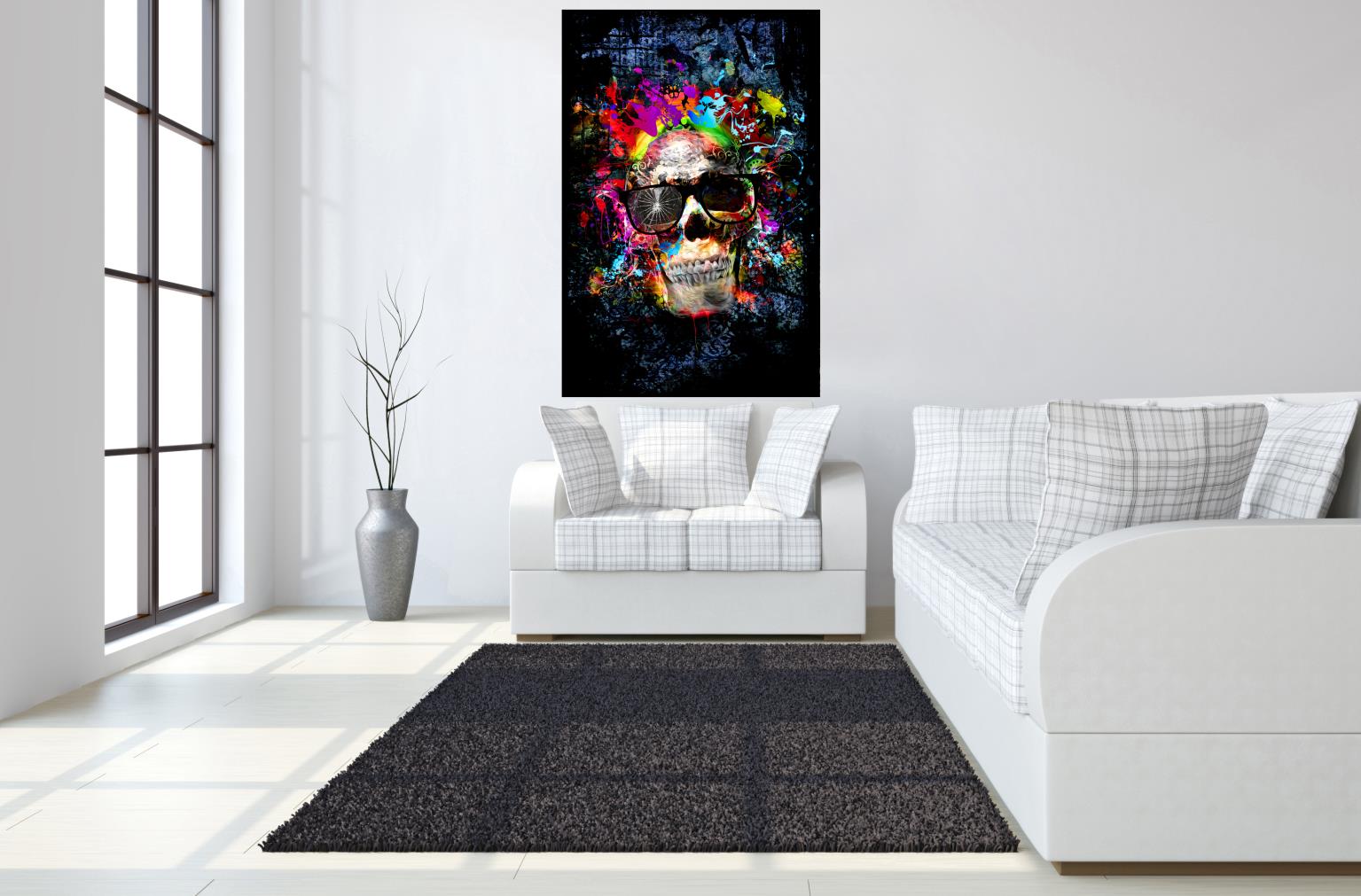 Temp Glass W/Foil -Color Me Skull Tempered Glass