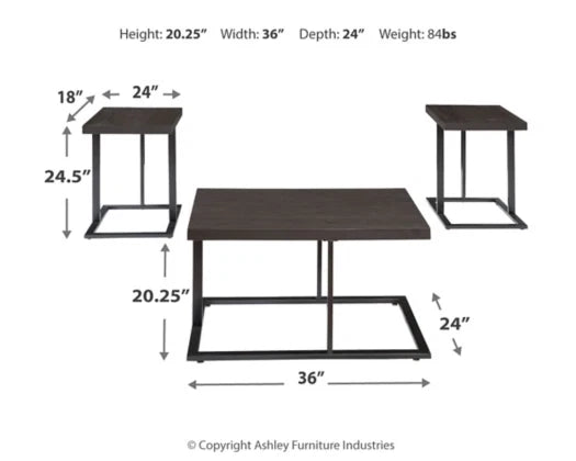 Airdon Bronze Coffee Table Set — Cantilever Design