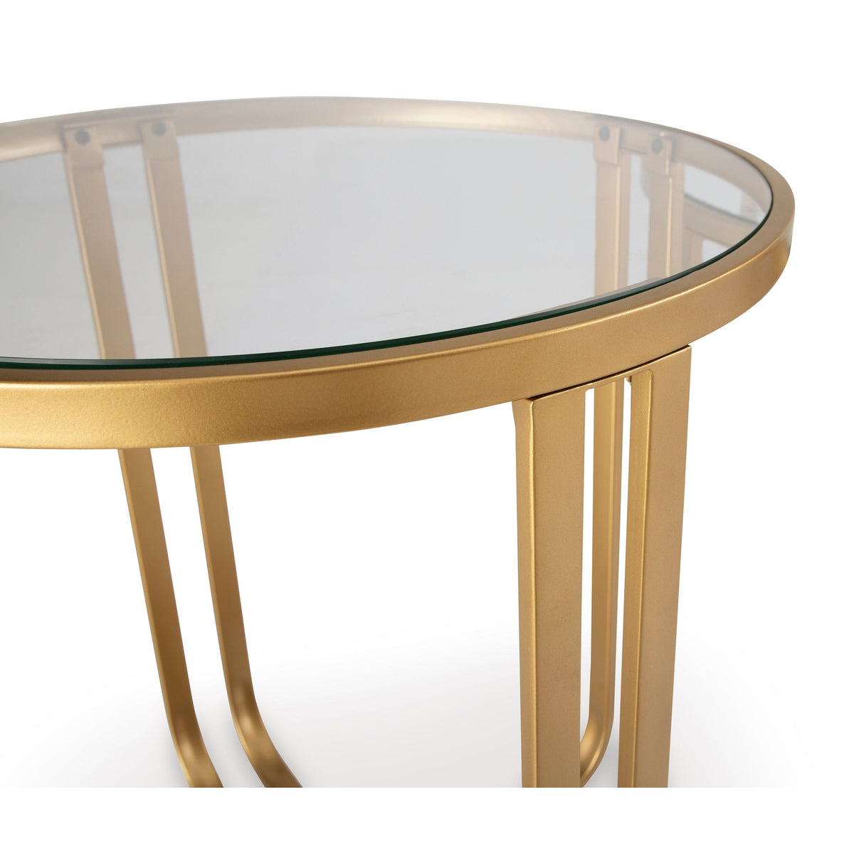 Milloton Gold Coffee Table Set — Clear Glass Tops