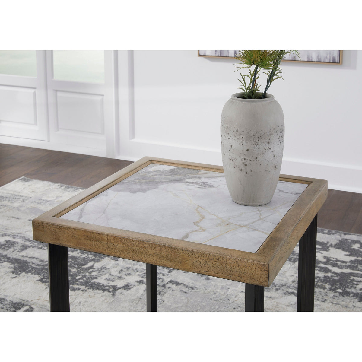 Montia Sintered Stone End Table — Rolling Casters