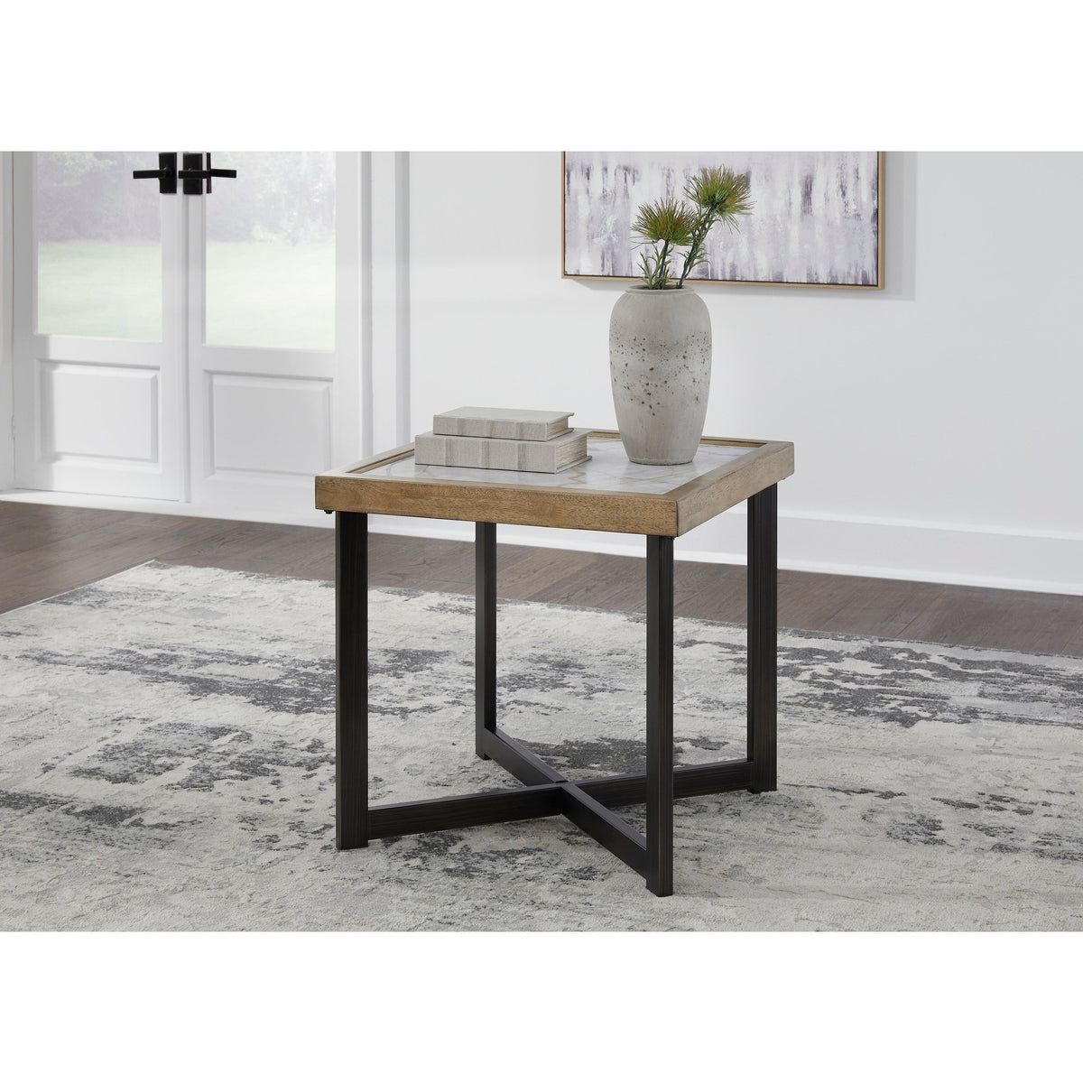 Montia Sintered Stone End Table — Rolling Casters
