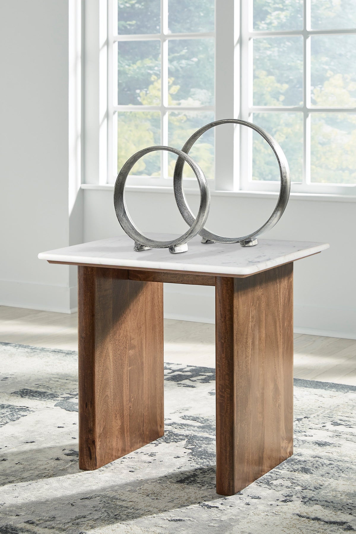 Jorlaina Cement-Look Cocktail Table — Stain-Resistant Top
