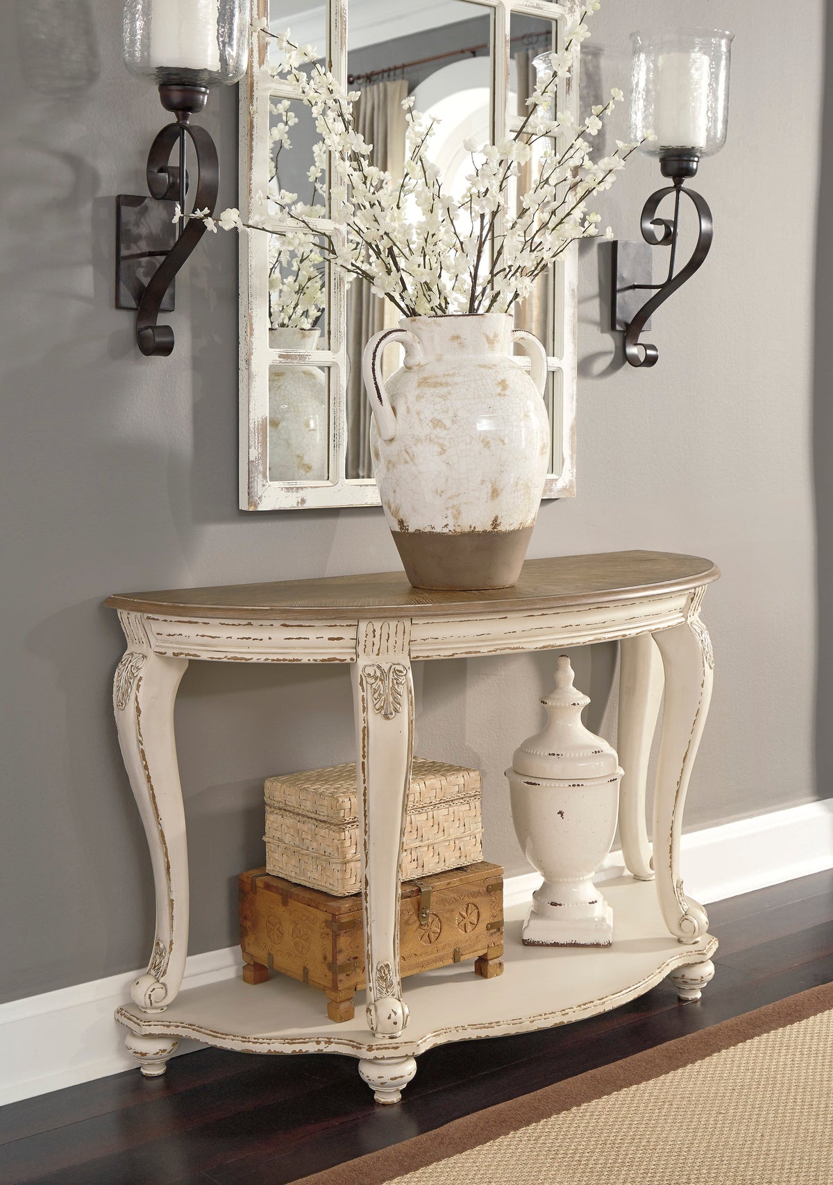 Realyn Chipped White Cottage Coffee Table Set