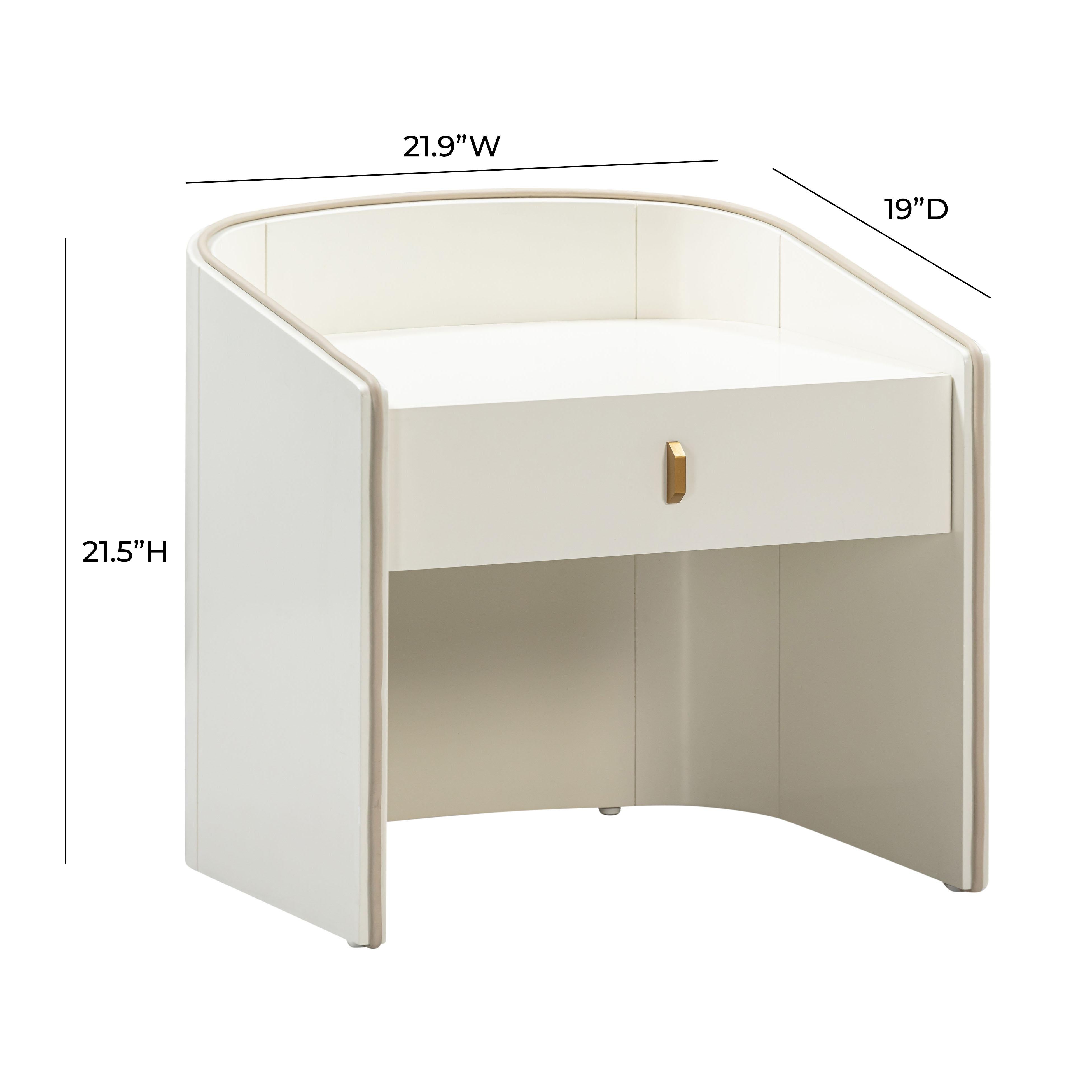 Collins Cream Lacquer Nightstand - UK