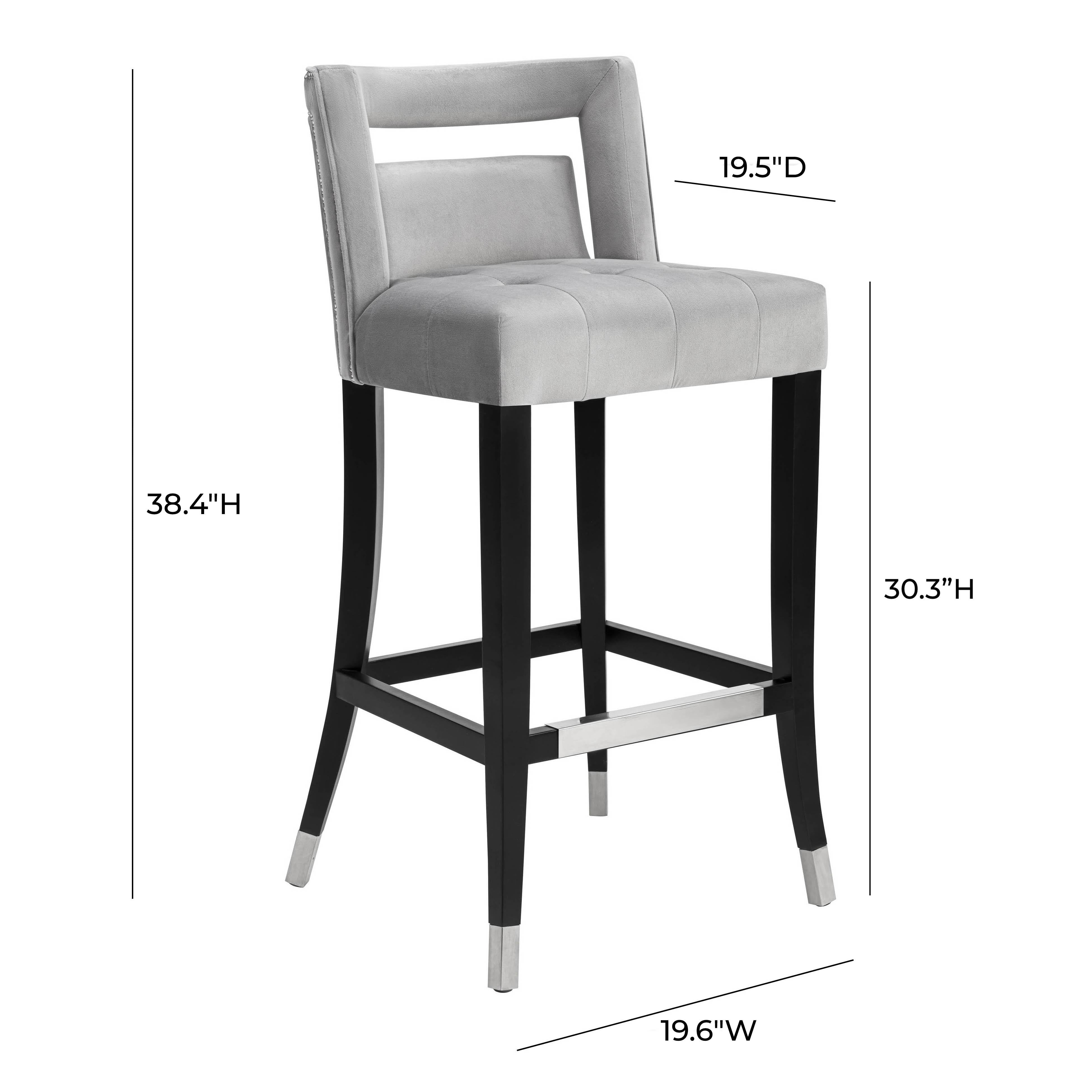 Hart Grey Velvet Bar Stool