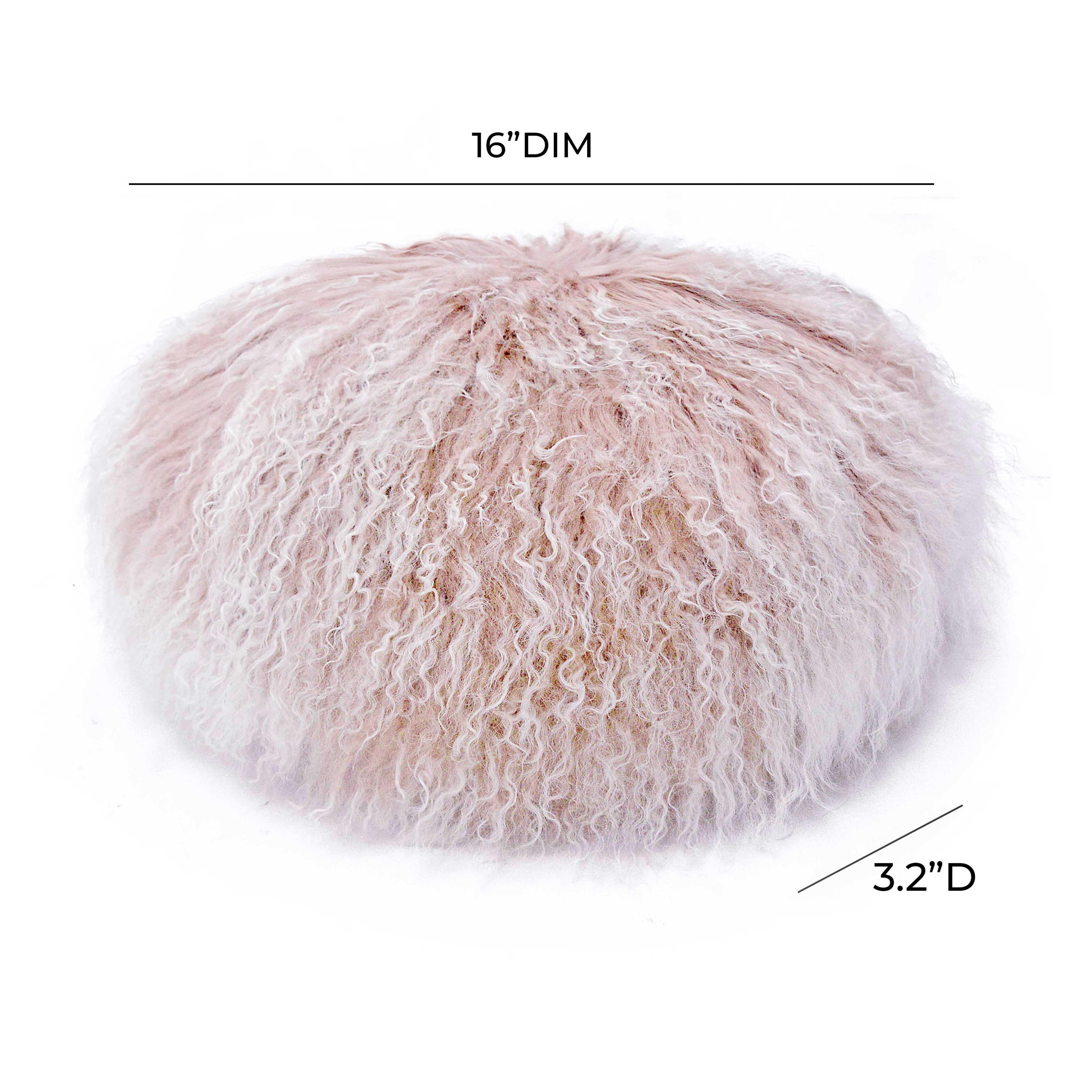 Ruby 16 Inch Genuine Tibetan Lamb Fur Round Pillow