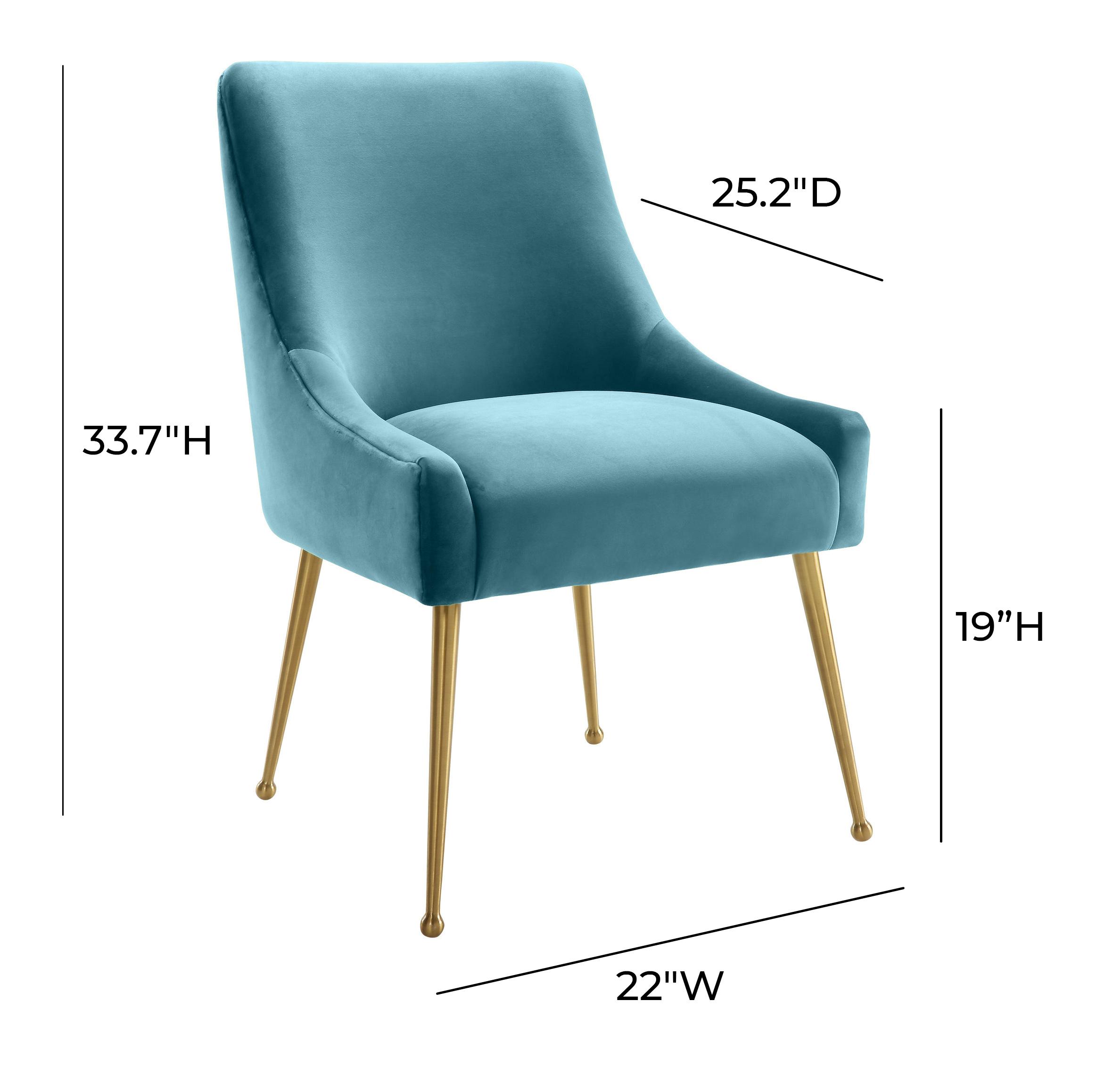 Beatrix Sea Blue Velvet Side Chair - UK