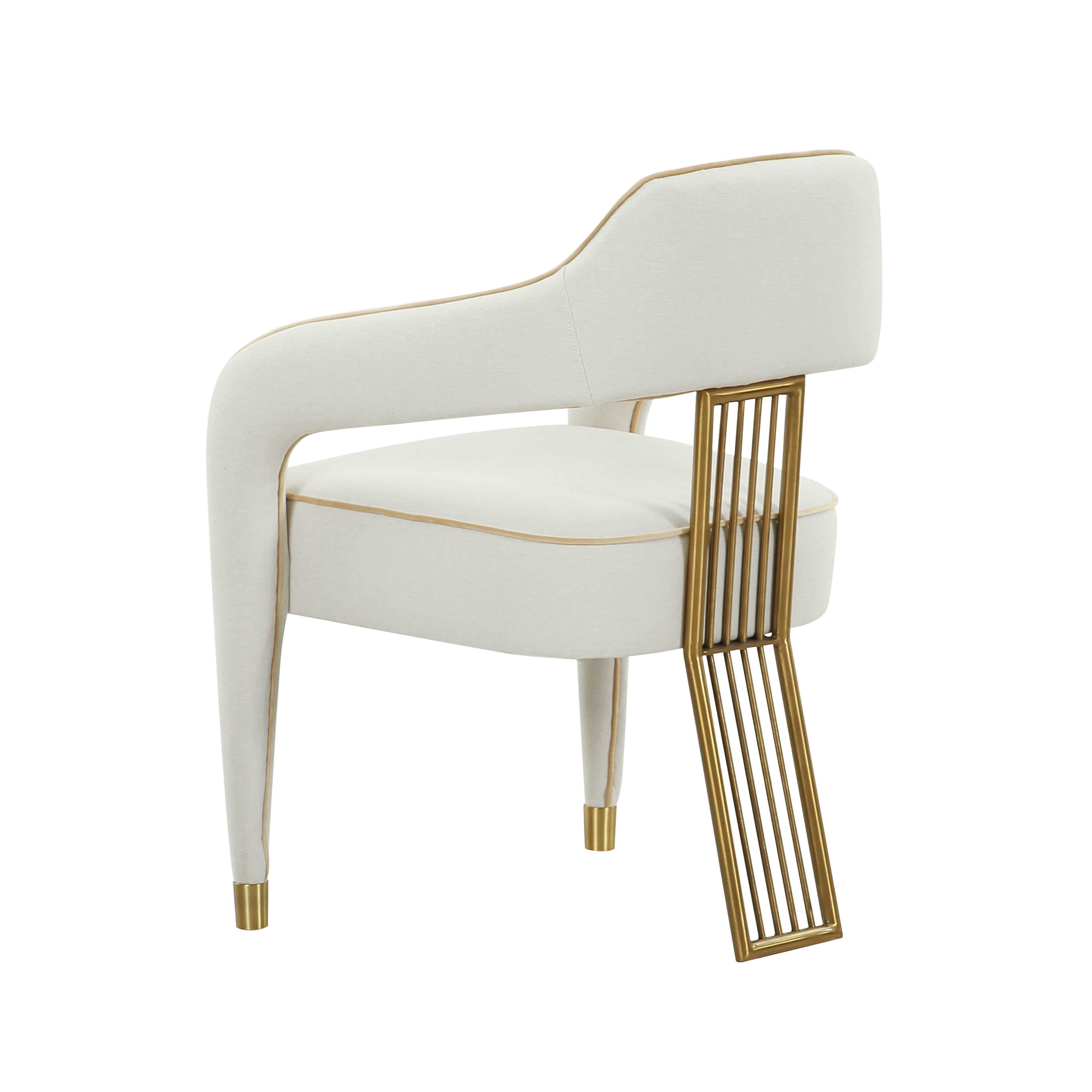 Corralis Cream Performance Linen Dining Chair - UK