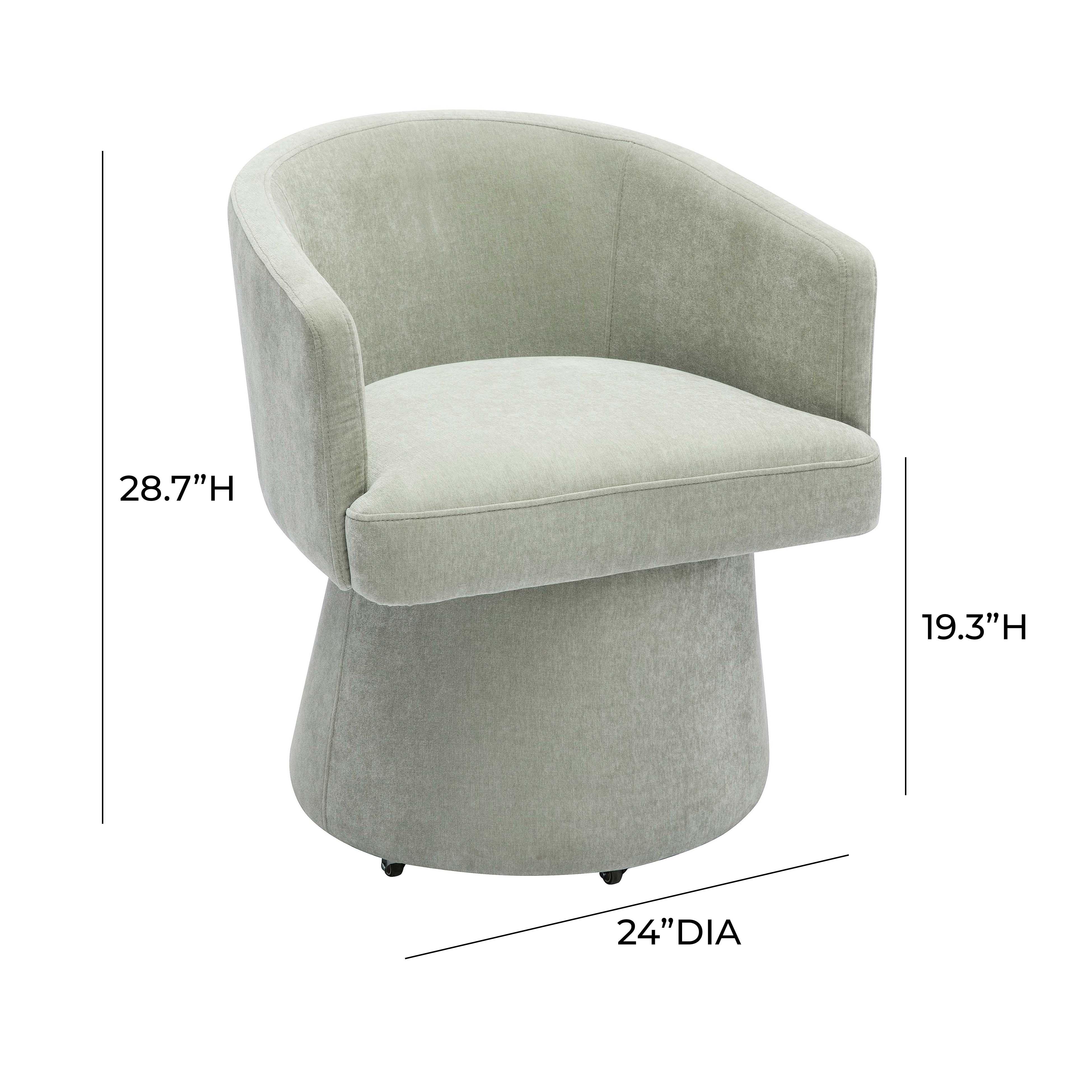 Kristen Light Green Upcycled Chenille Rolling Desk Chair