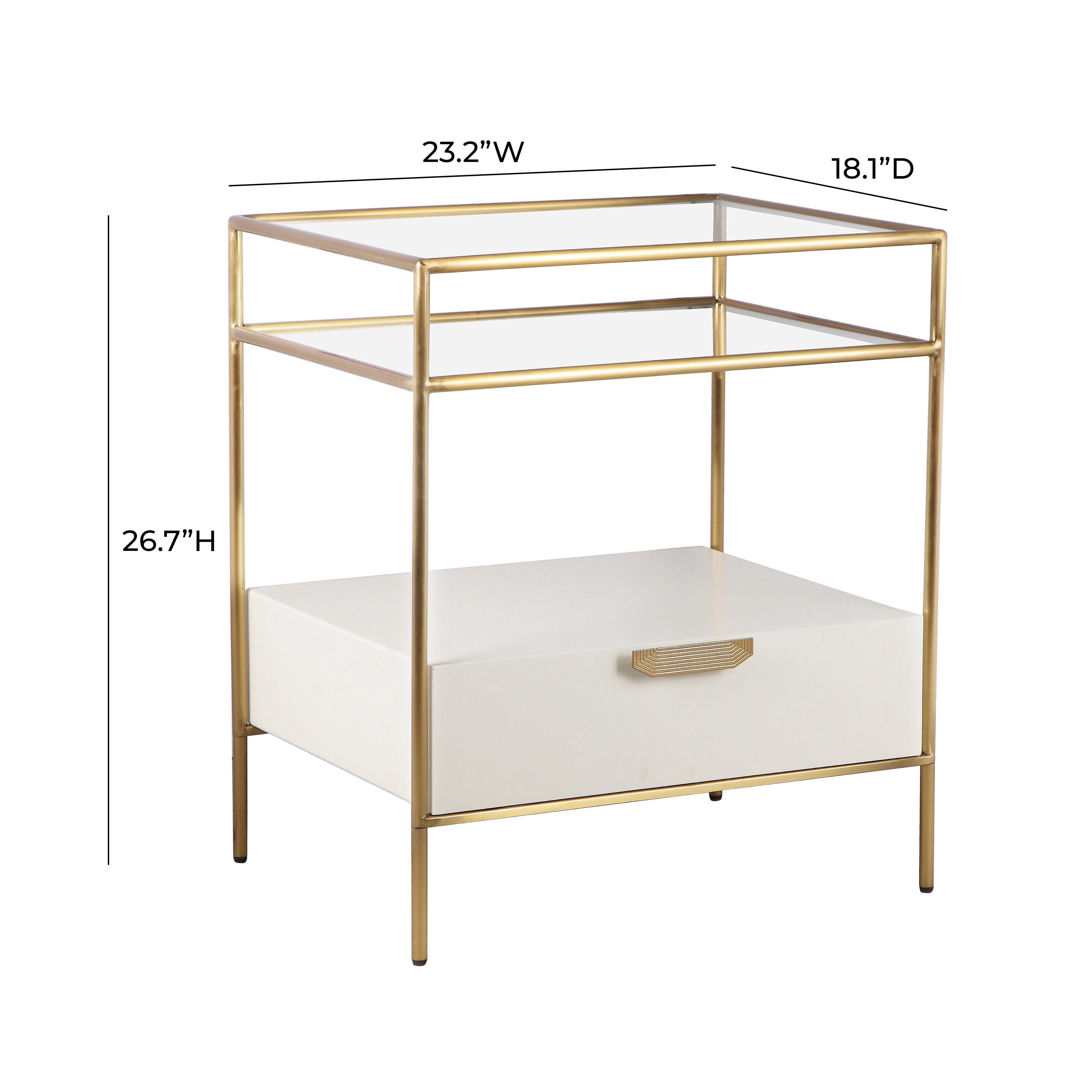Darla Cream Glass Nightstand - UK
