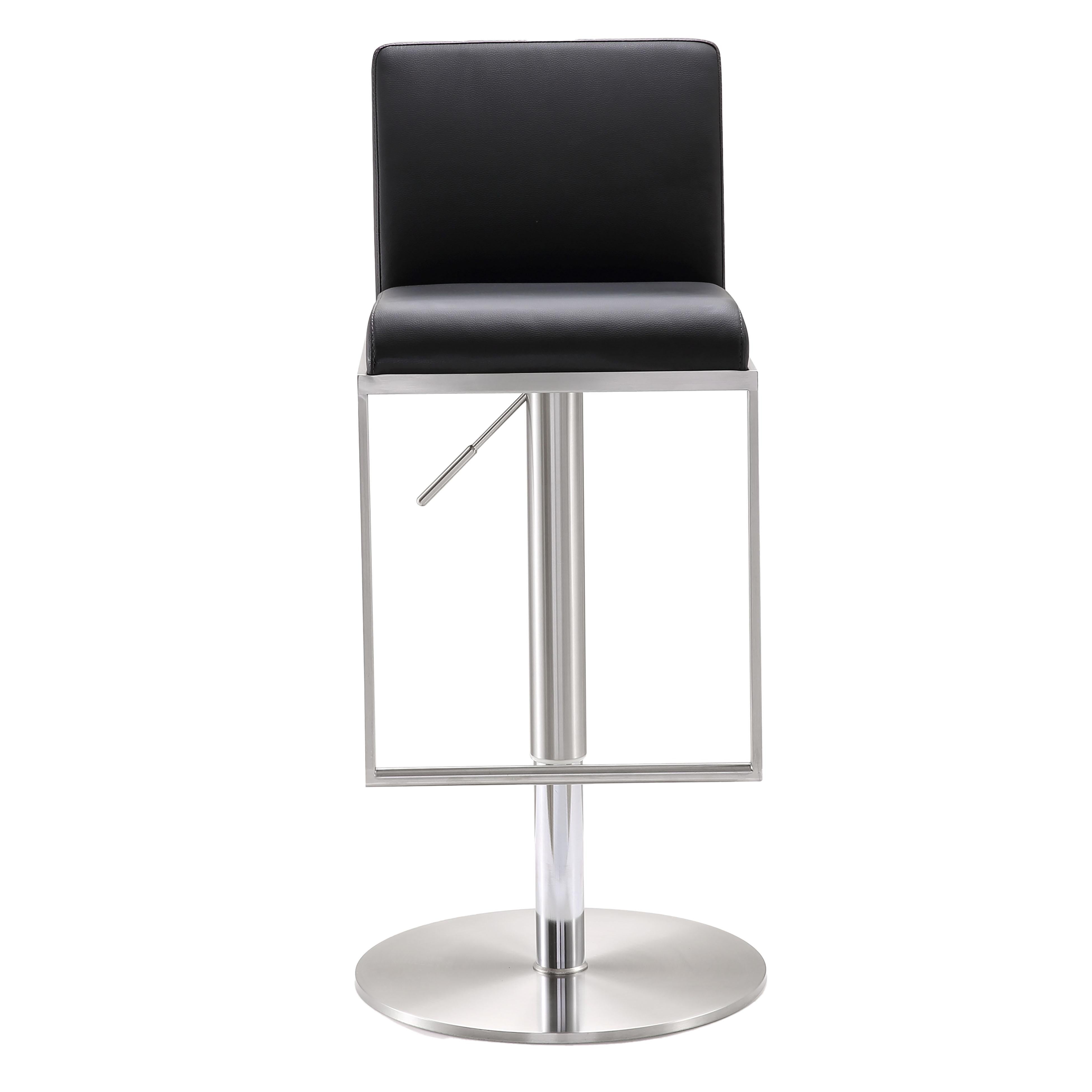 Amalfi Black Vegan Leather Adjustable Stool - UK