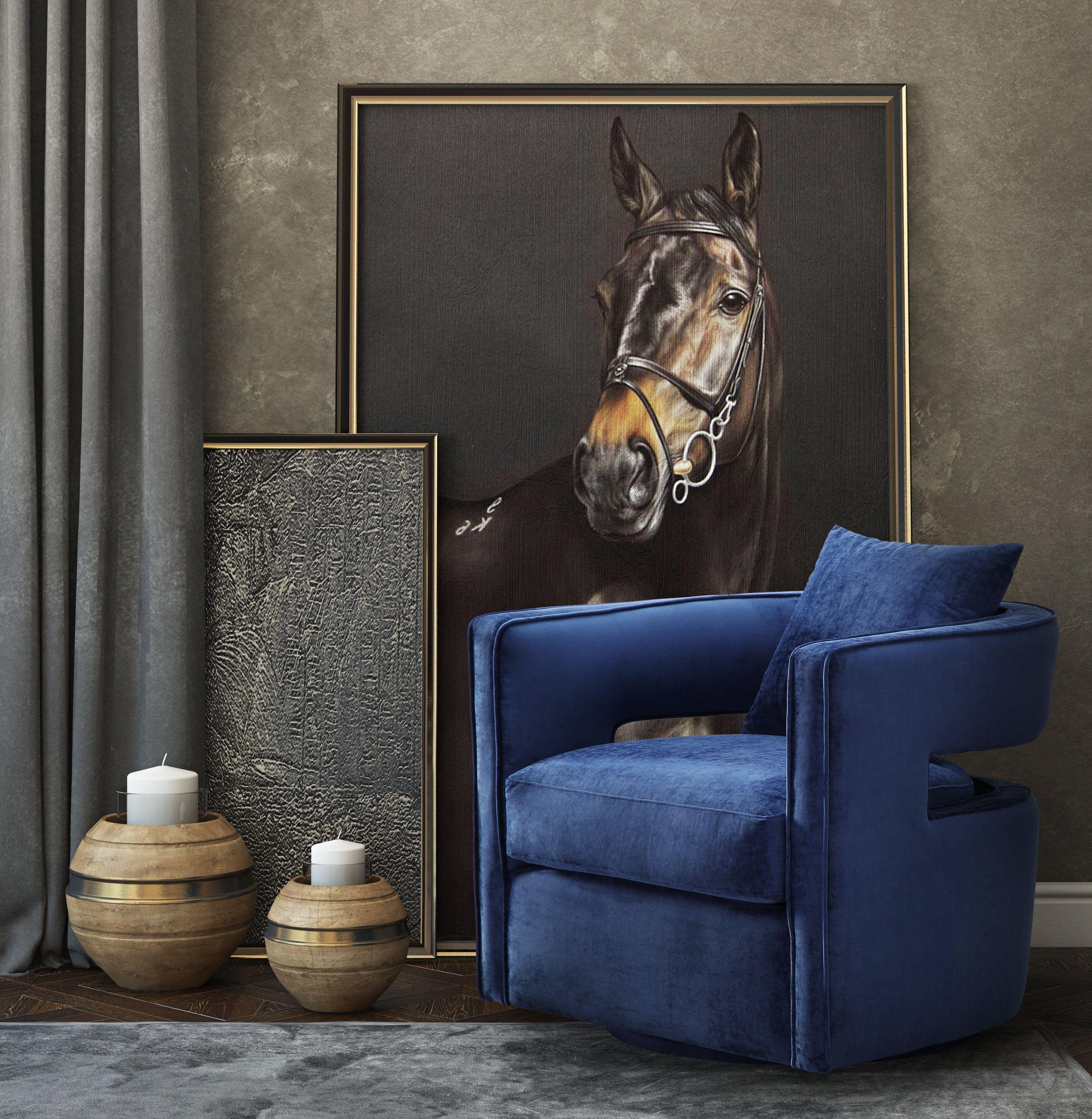 Kennedy Navy Textured Velvet Swivel Chair