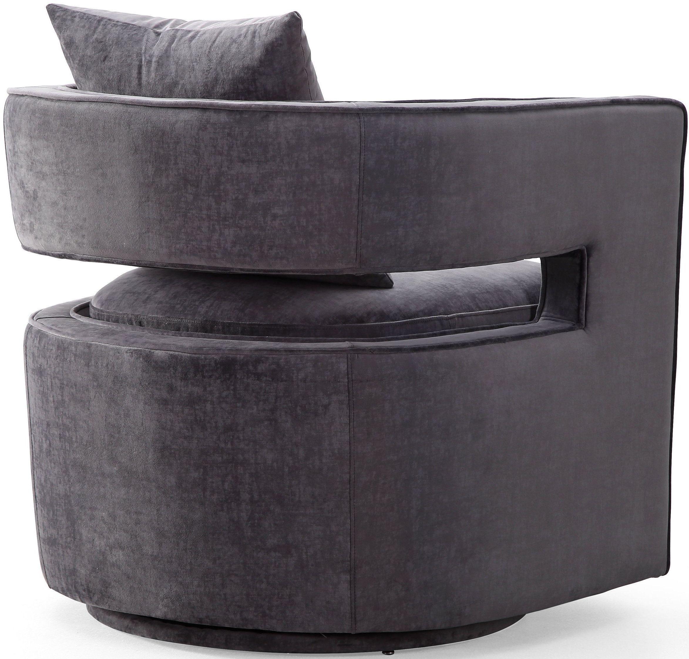 Kennedy Grey Textured Velvet Swivel Chair