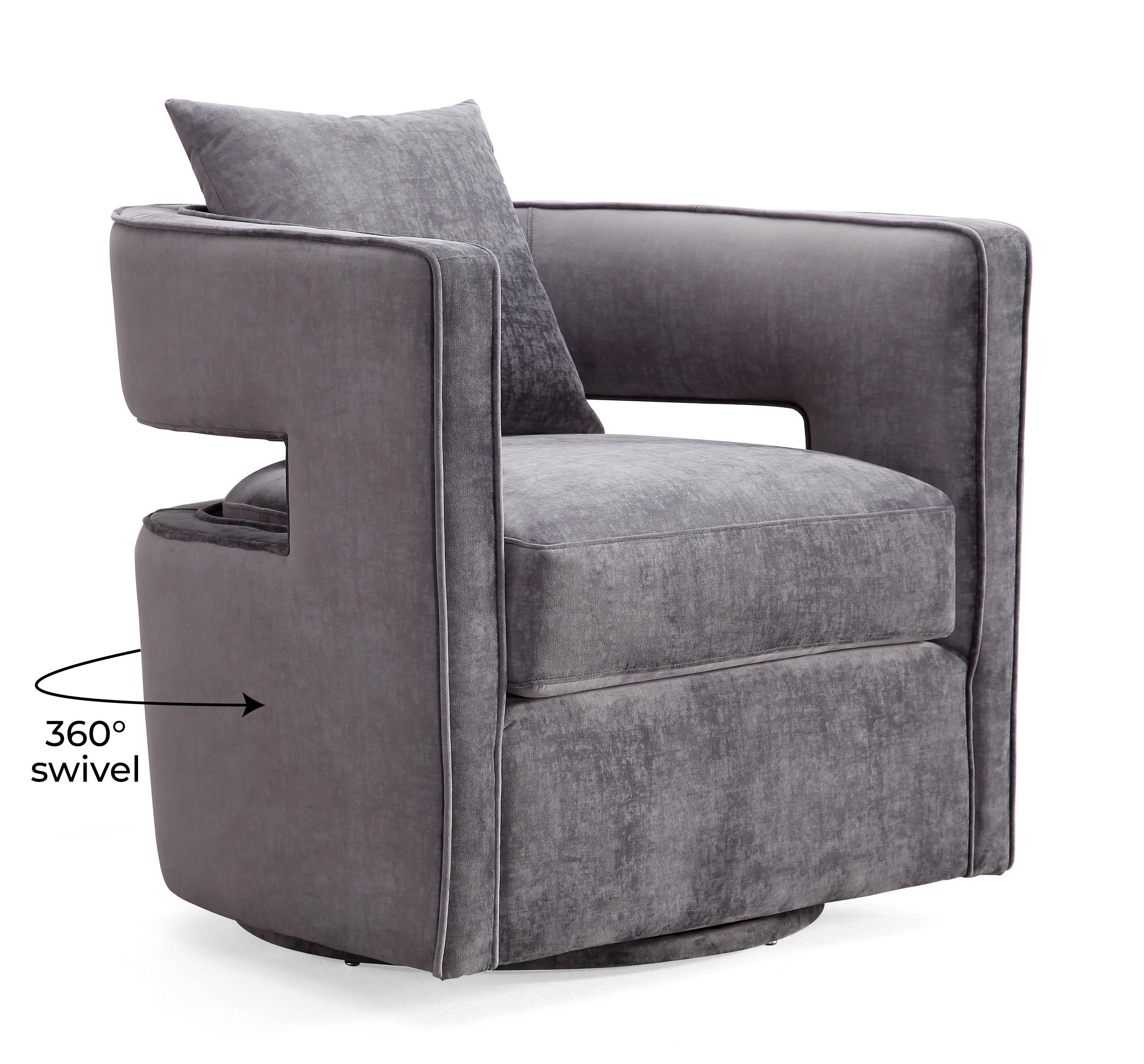 Kennedy Grey Textured Velvet Swivel Chair