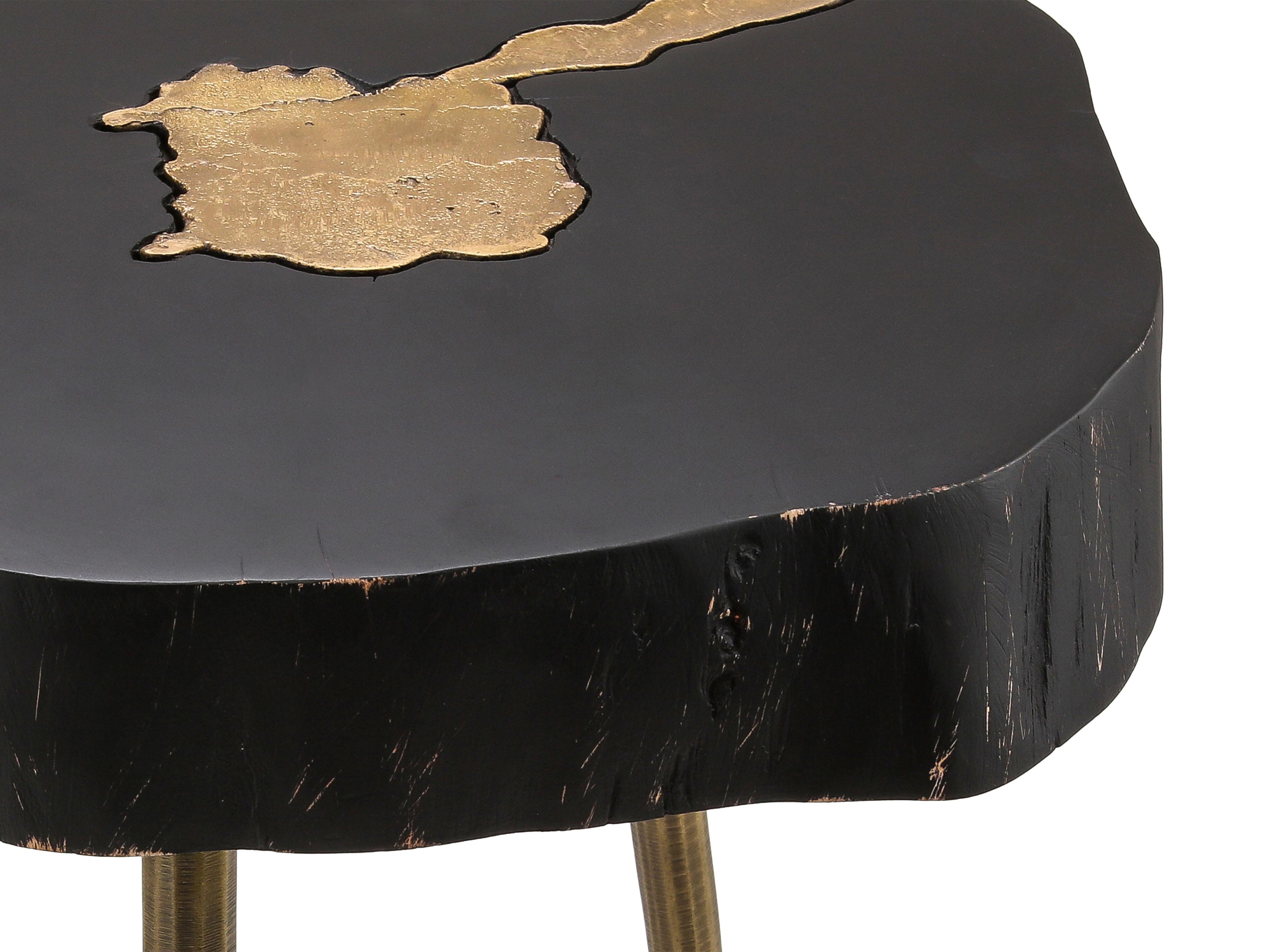 Timber Black and Brass Side Table