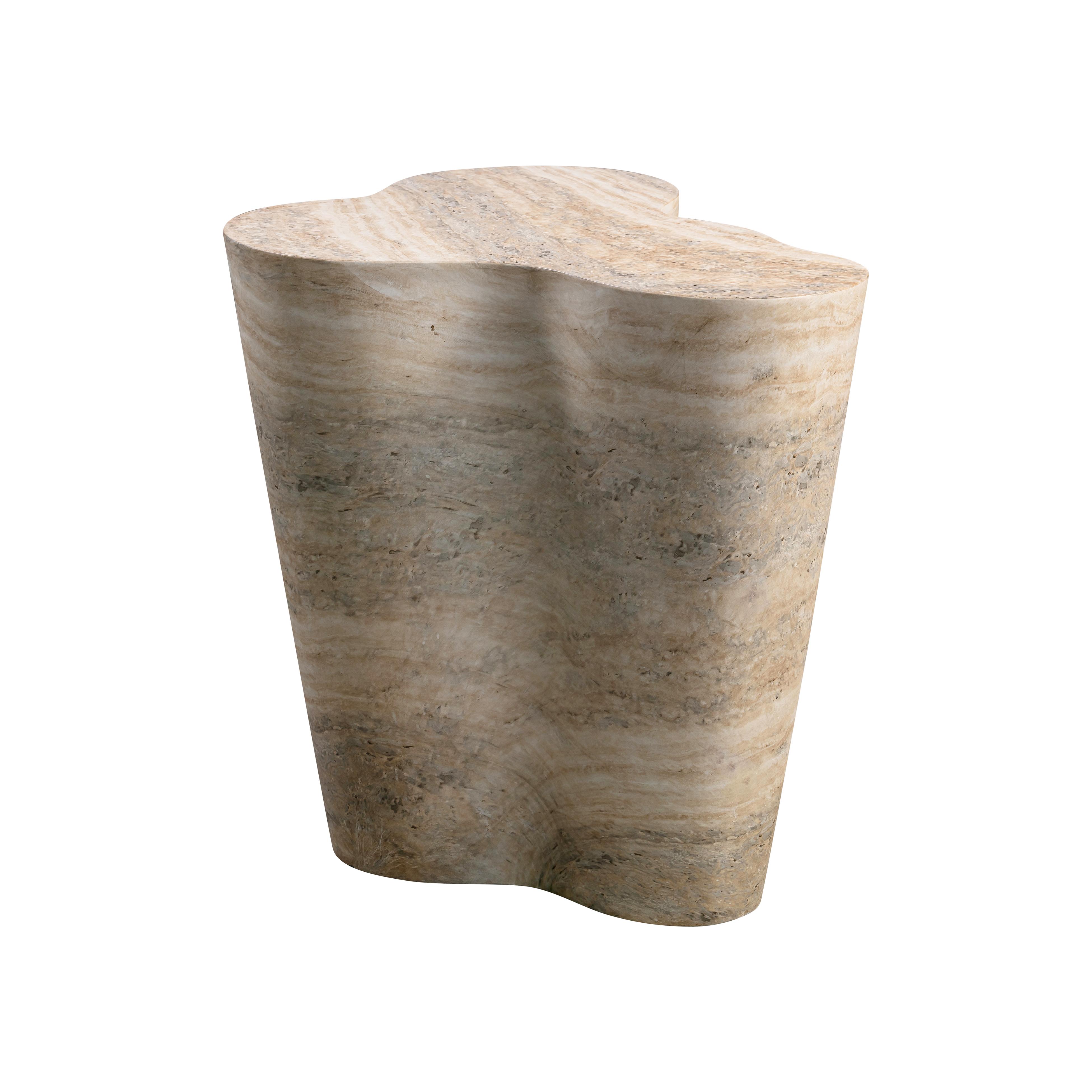 Slab Faux Travertine Tall Side Table - UK