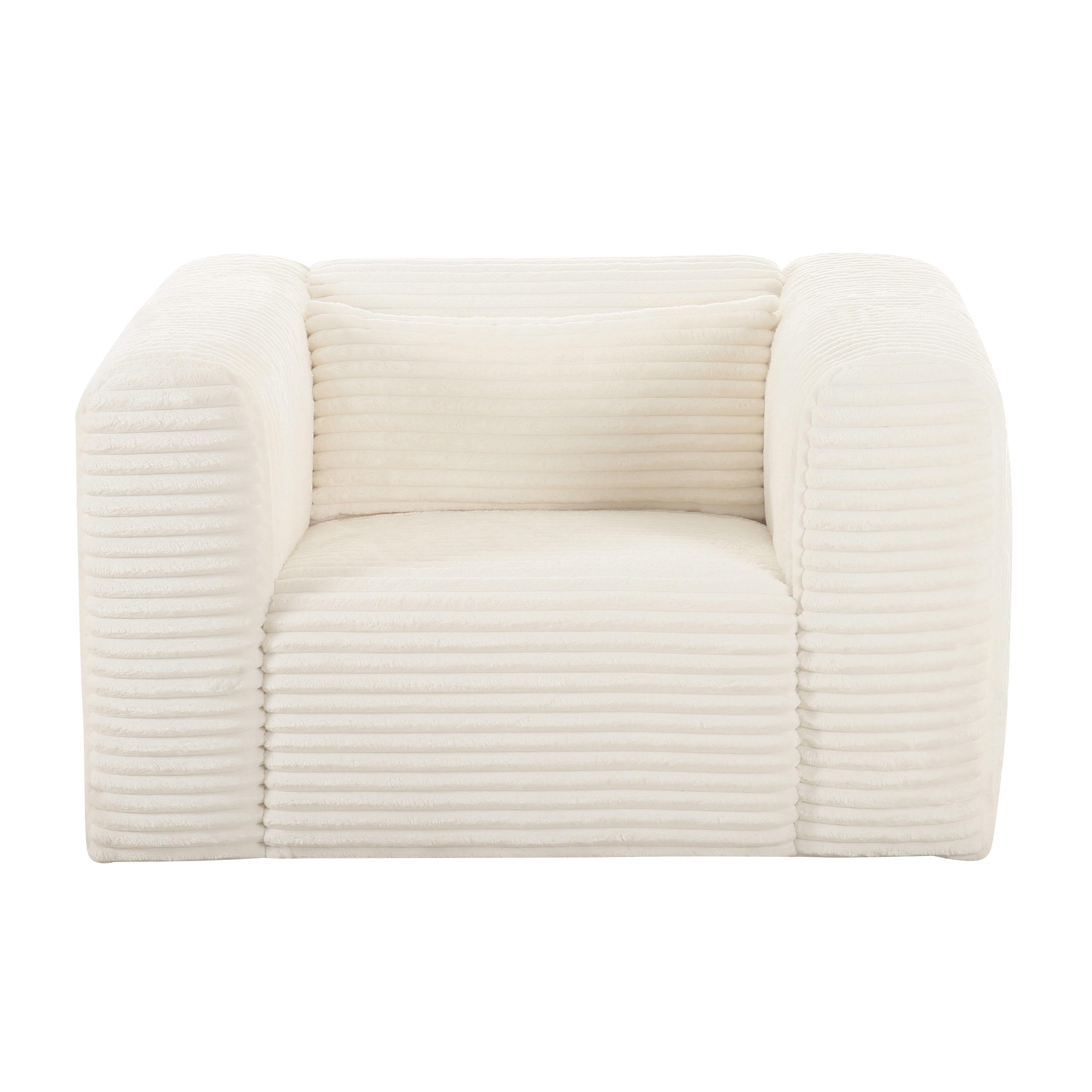 Tarra Fluffy Oversized Cream Corduroy Armchair - UK