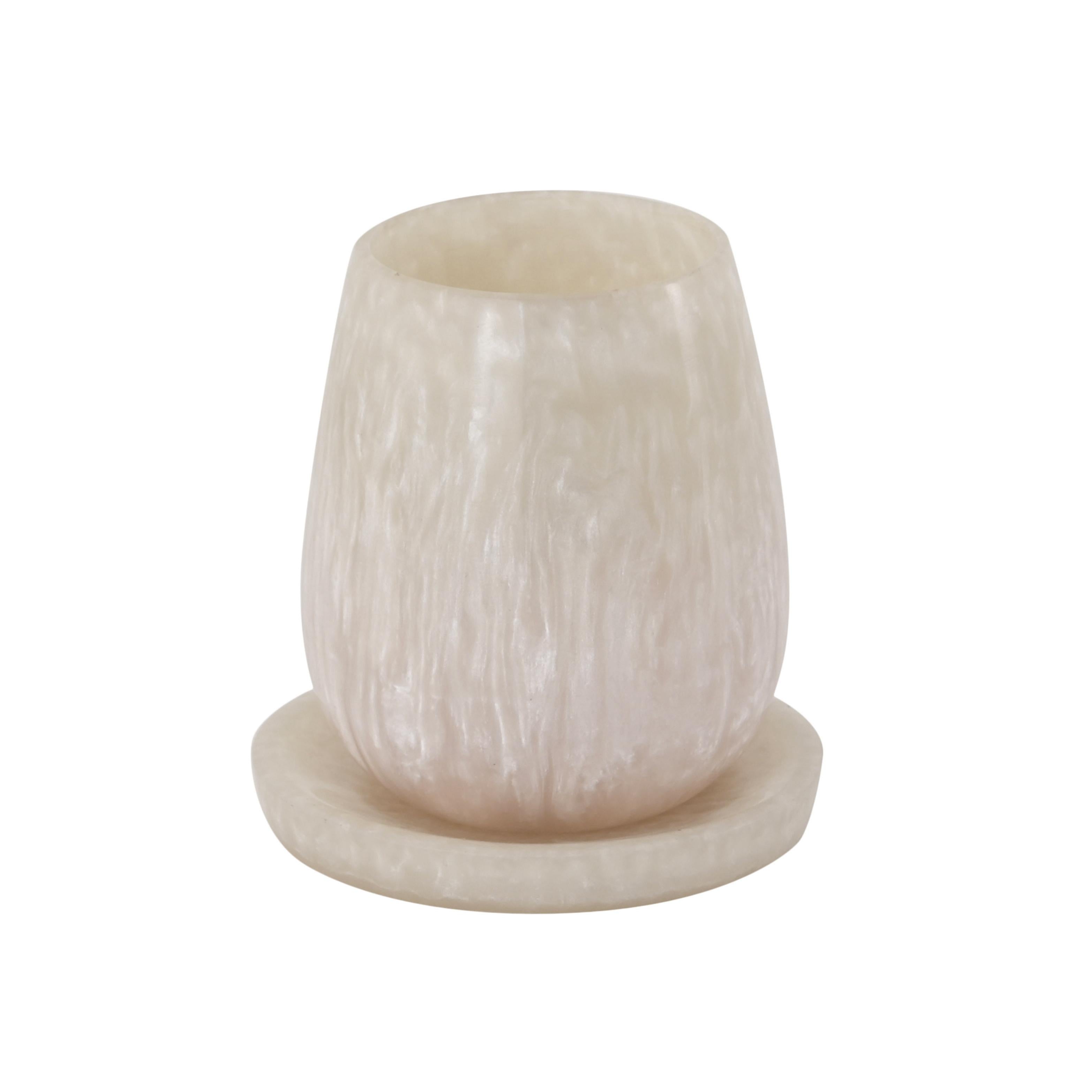 Rounded Tan Swirl Resin Kiddush Cup
