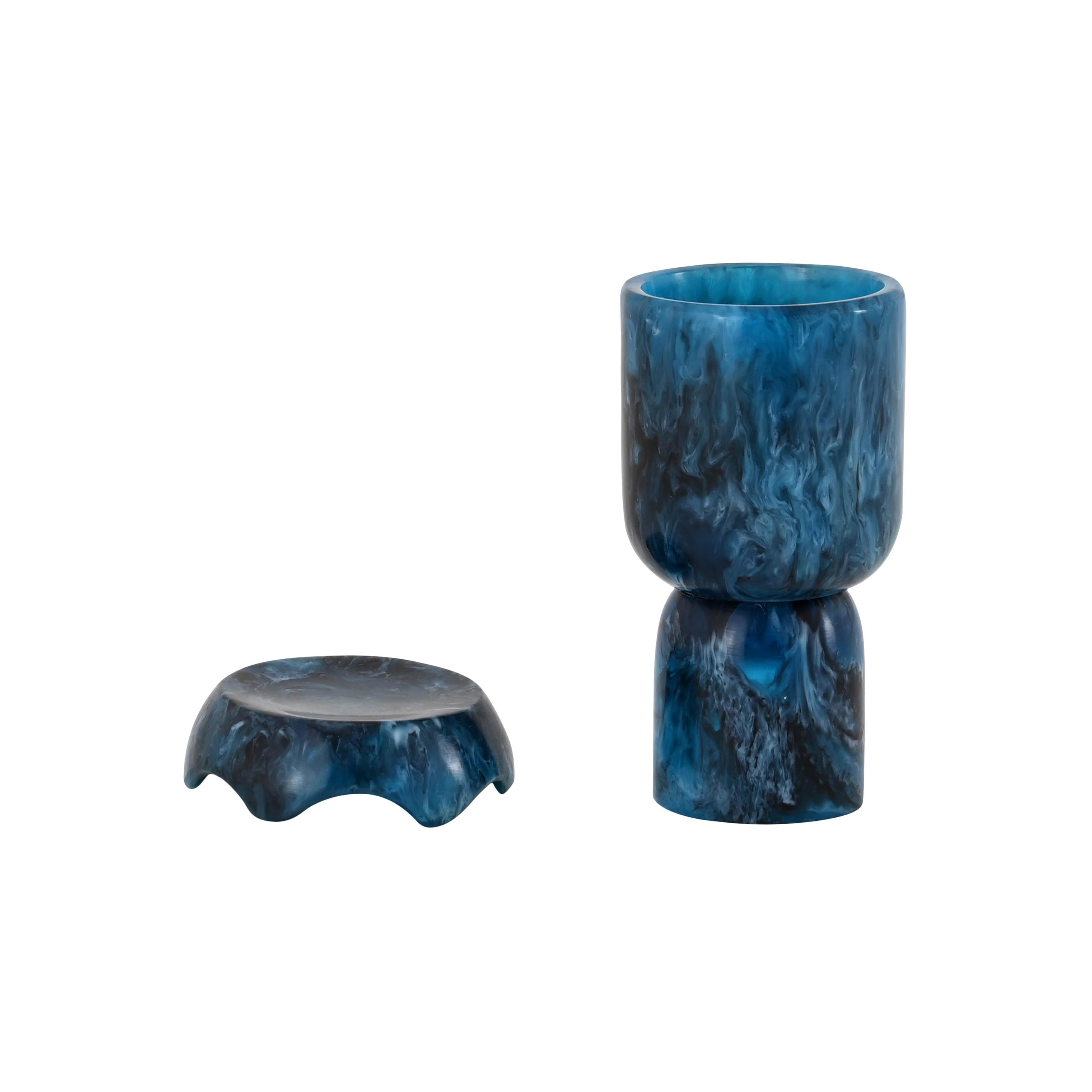 Platform Blue Swirl Resin Kiddush Cup