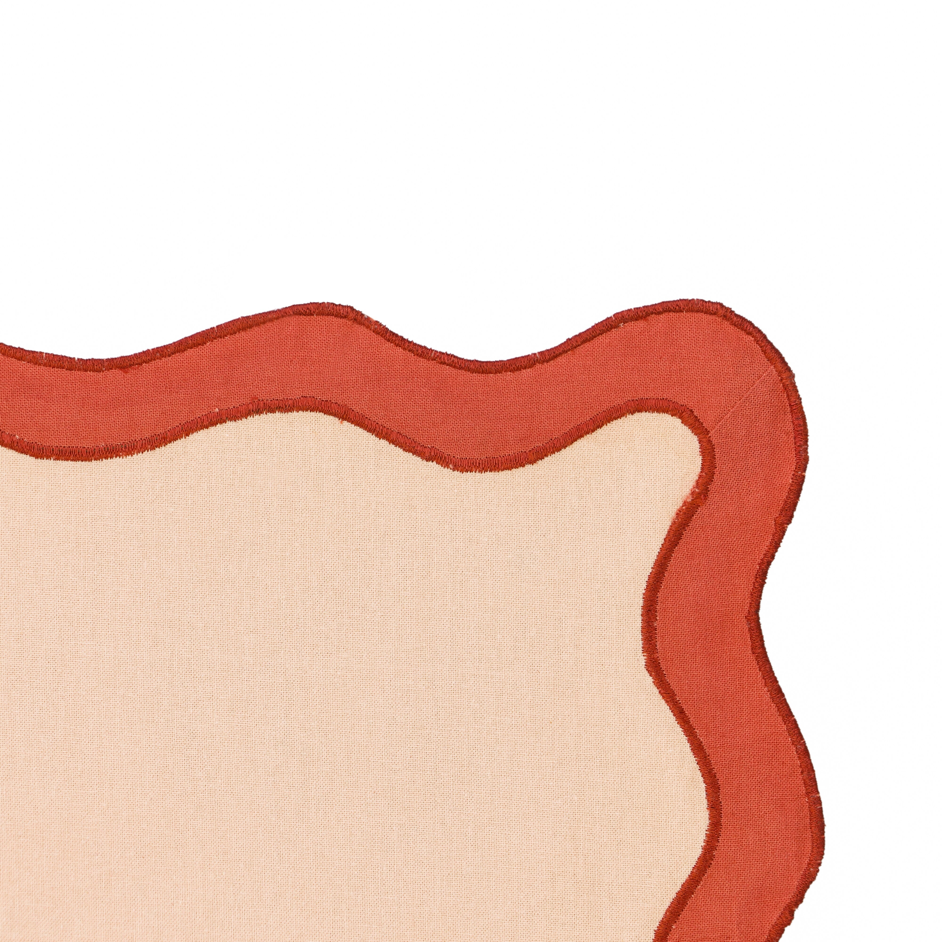 Scalloped Edge Rust and Orange Cotton Placemat - Set of 4