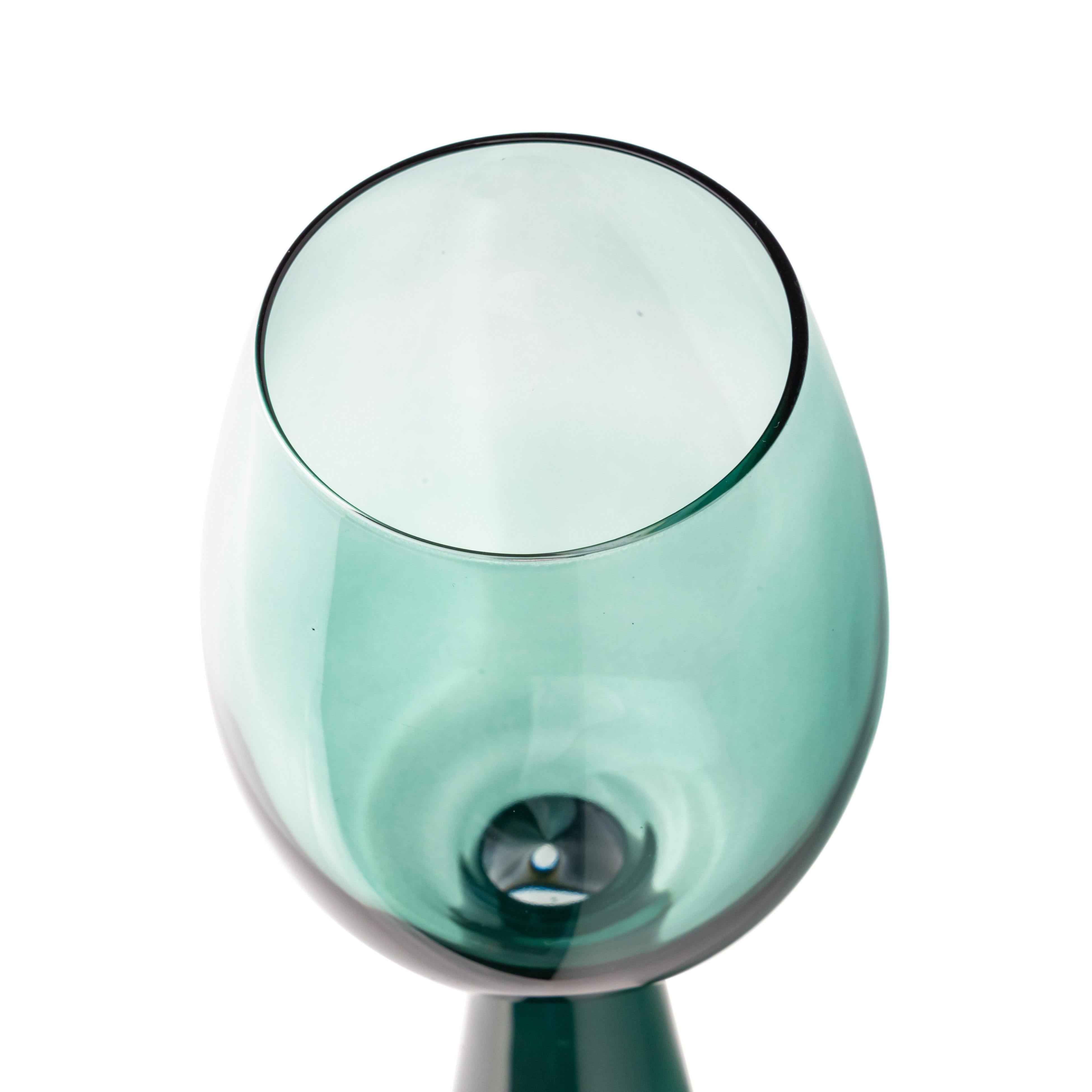 Rose Green Wine Glasses - Set of 4