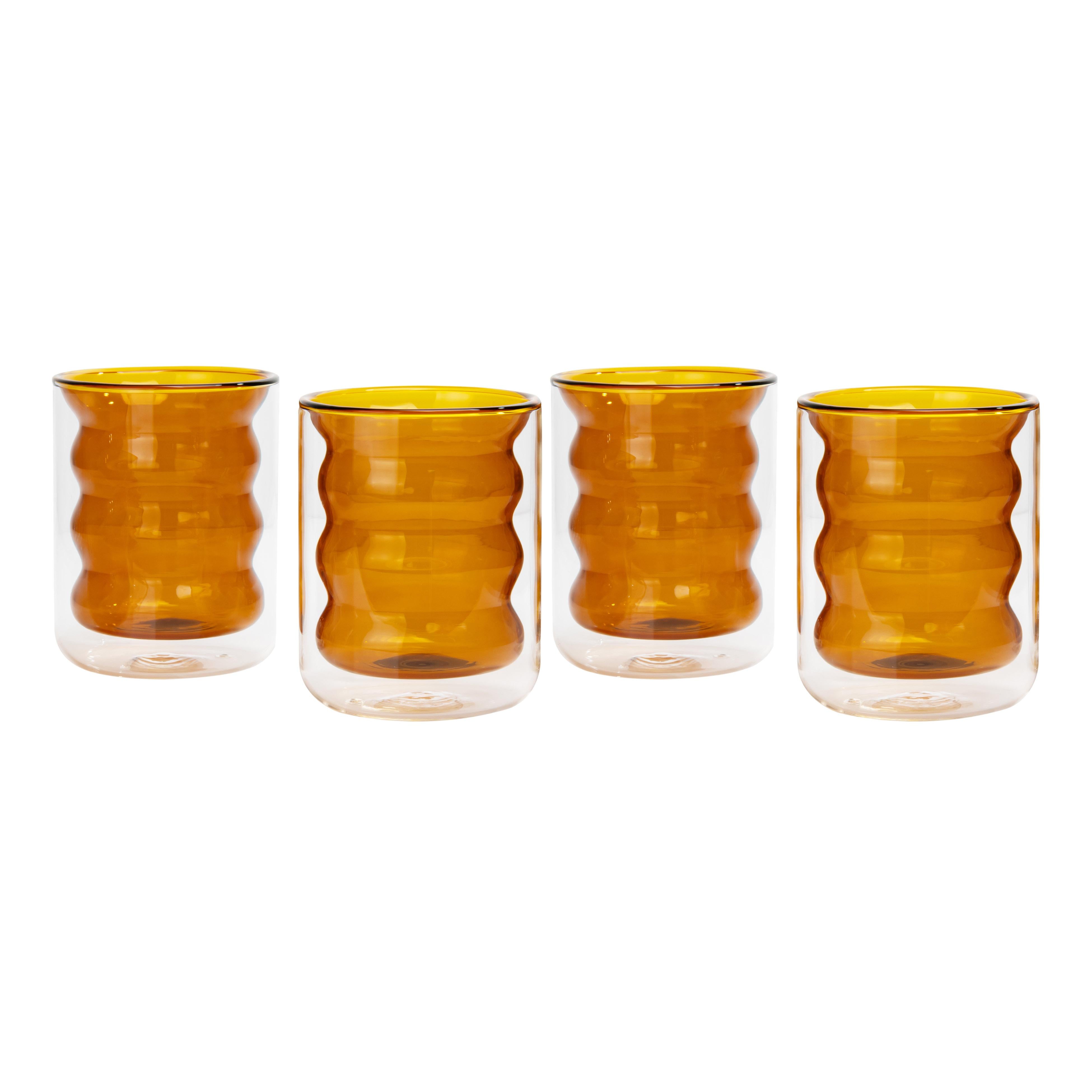 Waves Amber Water Glass - Set of 4