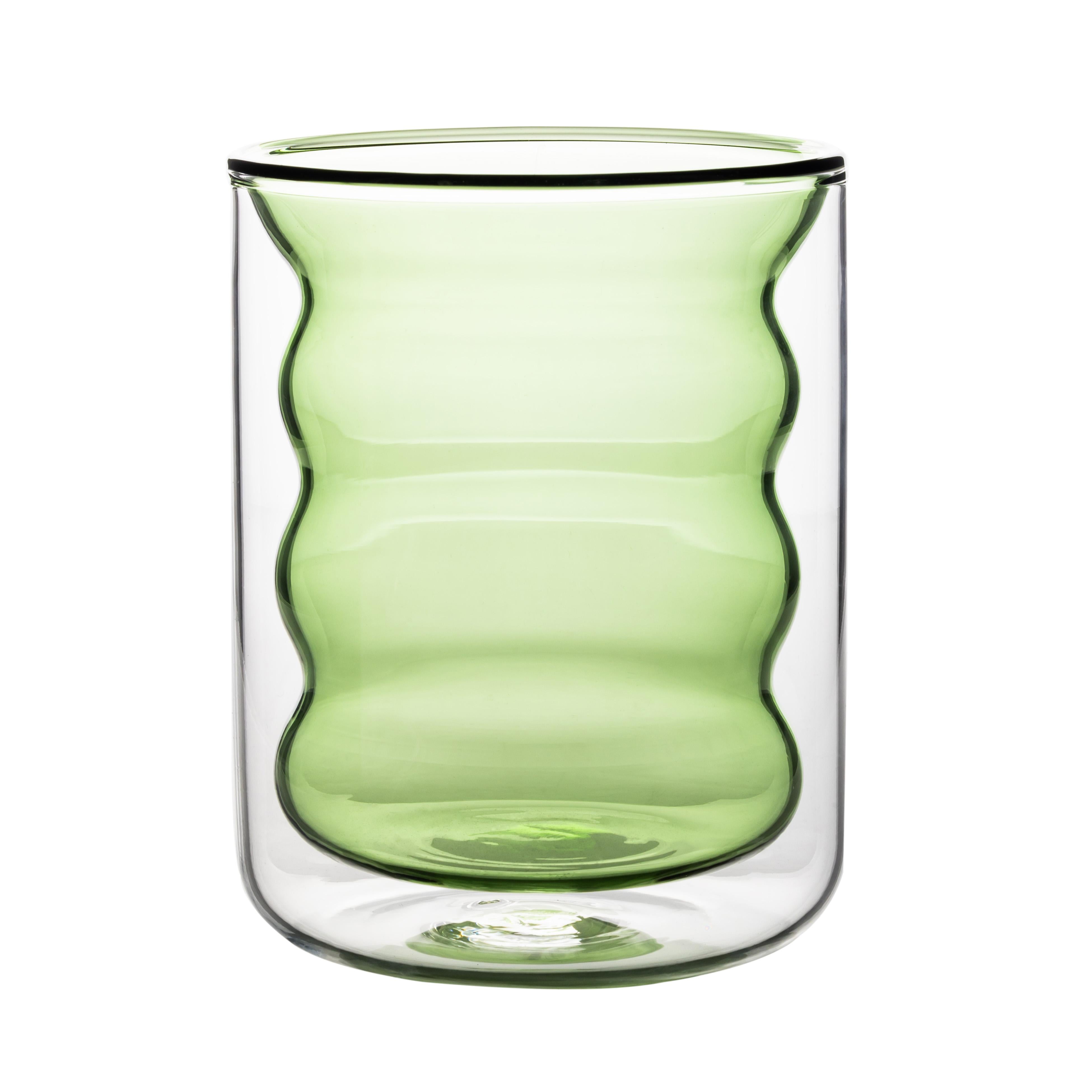 Waves Green Water Glass - Set of 4