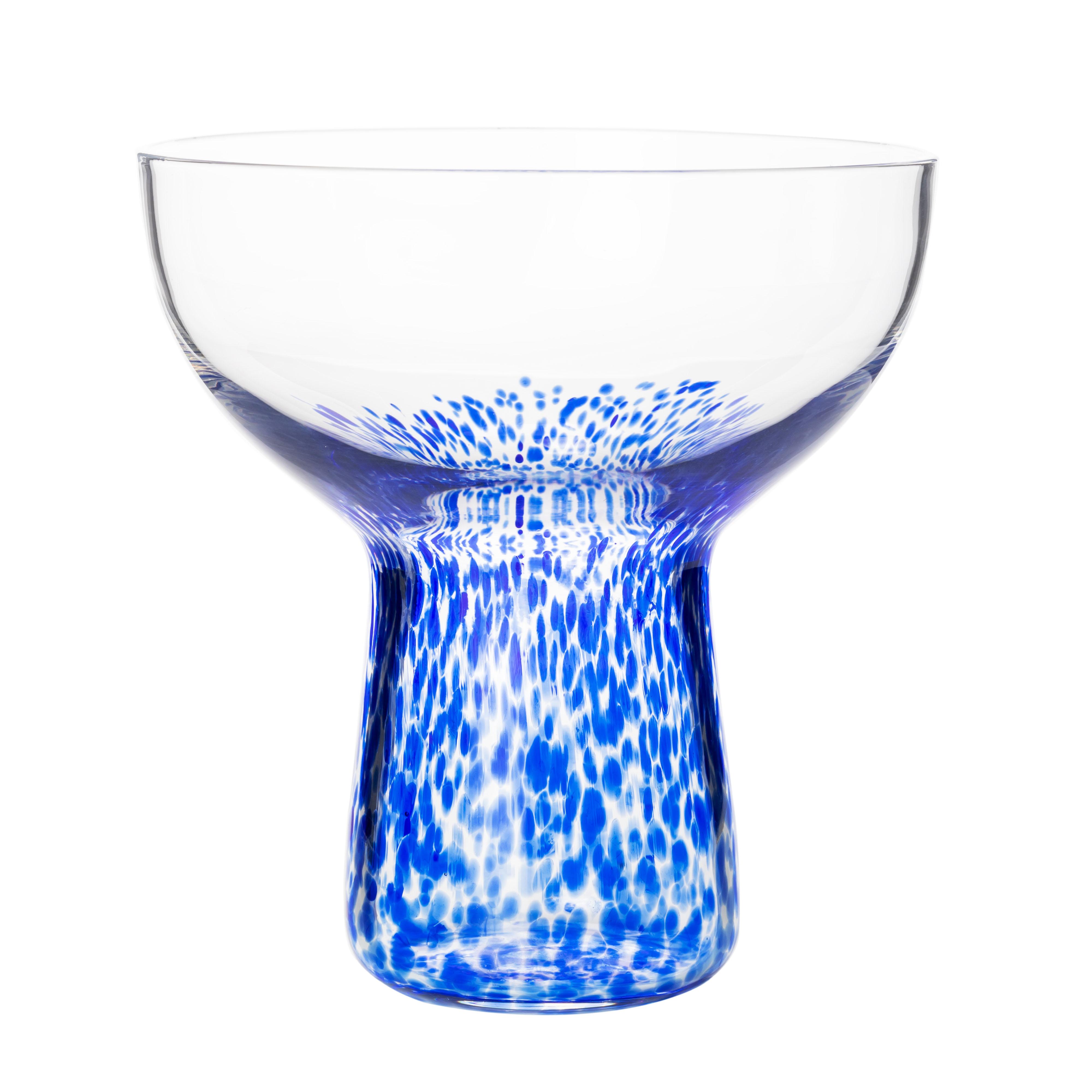Dottie Blue Dots Handblown Cocktail Glass - Set of 4