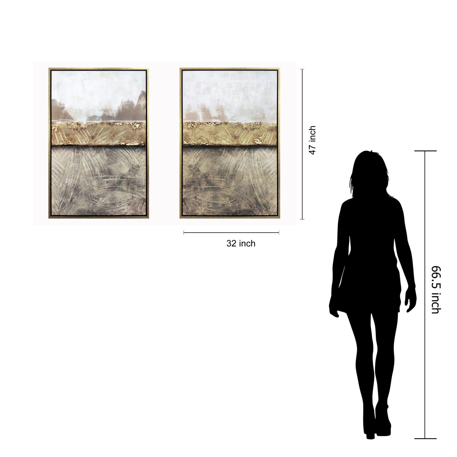 Hand Painted Textured Canvas In Frame (Set) Curated Canvas