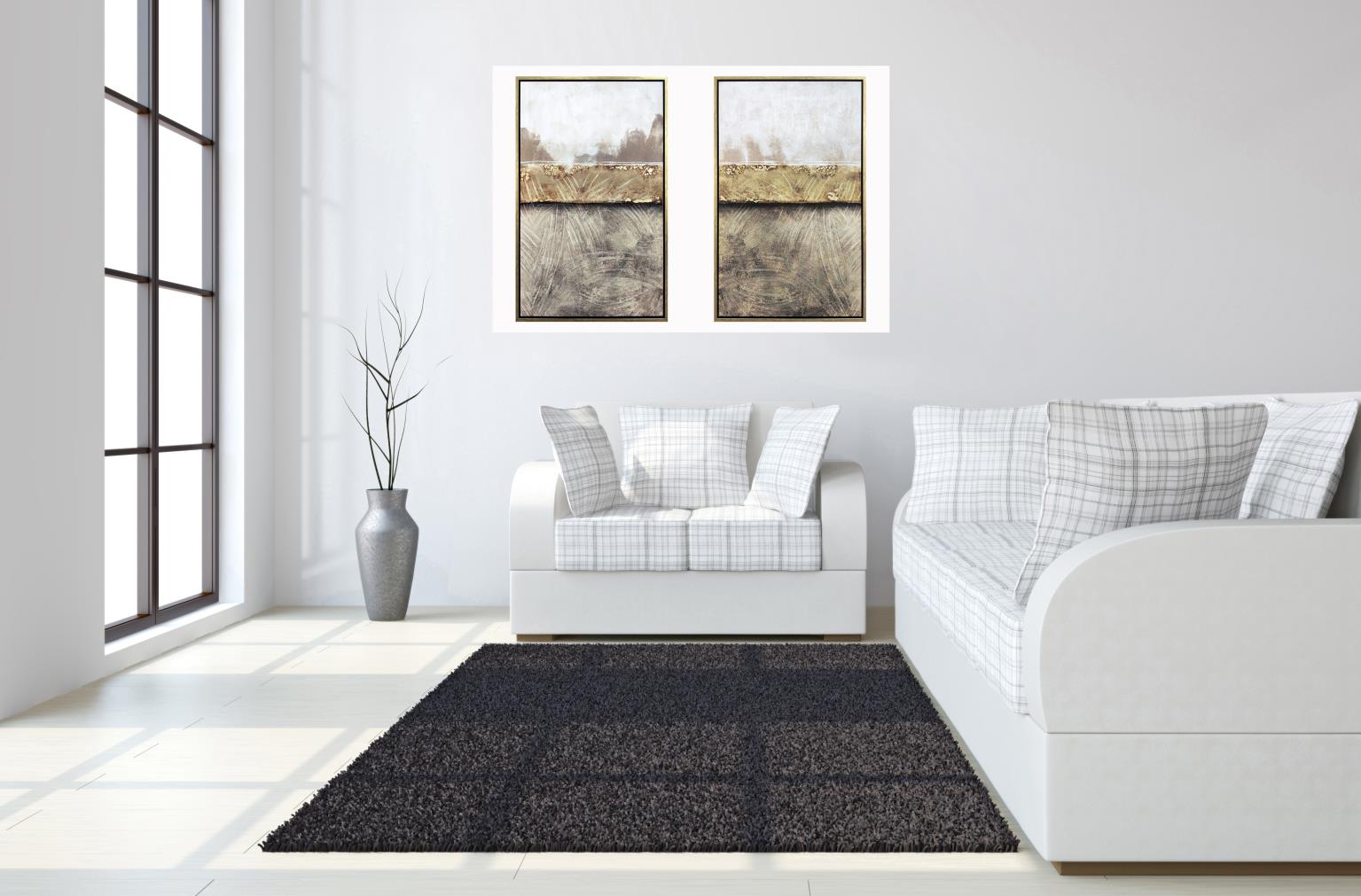 Hand Painted Textured Canvas In Frame (Set) Curated Canvas
